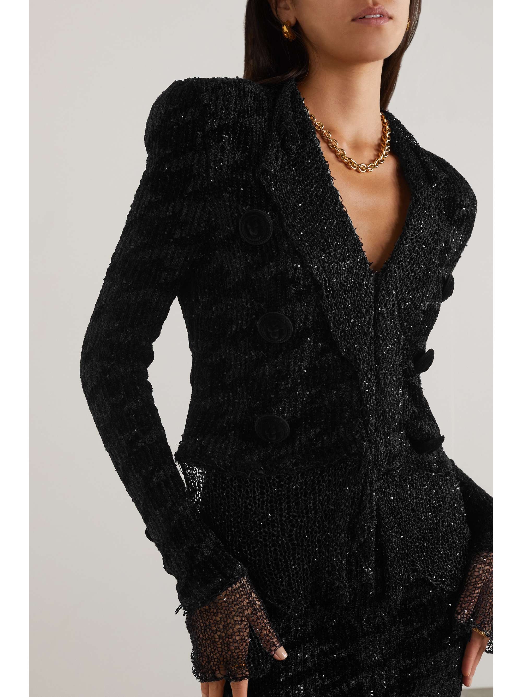 BALMAIN Spencer sequin-embellished jacquard-knit jacket