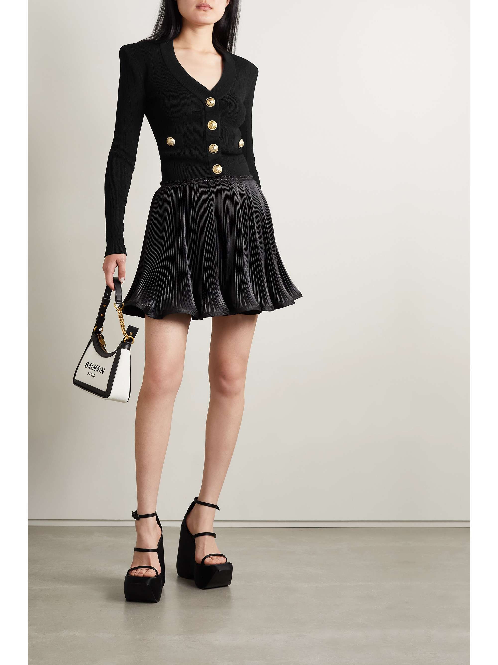 Balmain - Button-embellished Ribbed-knit Cardigan - Black - FR42 - Net A Porter