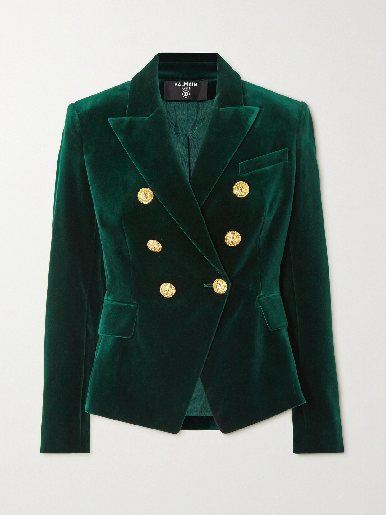 BALMAIN DOUBLE-BREASTED COTTON-VELVET BLAZER