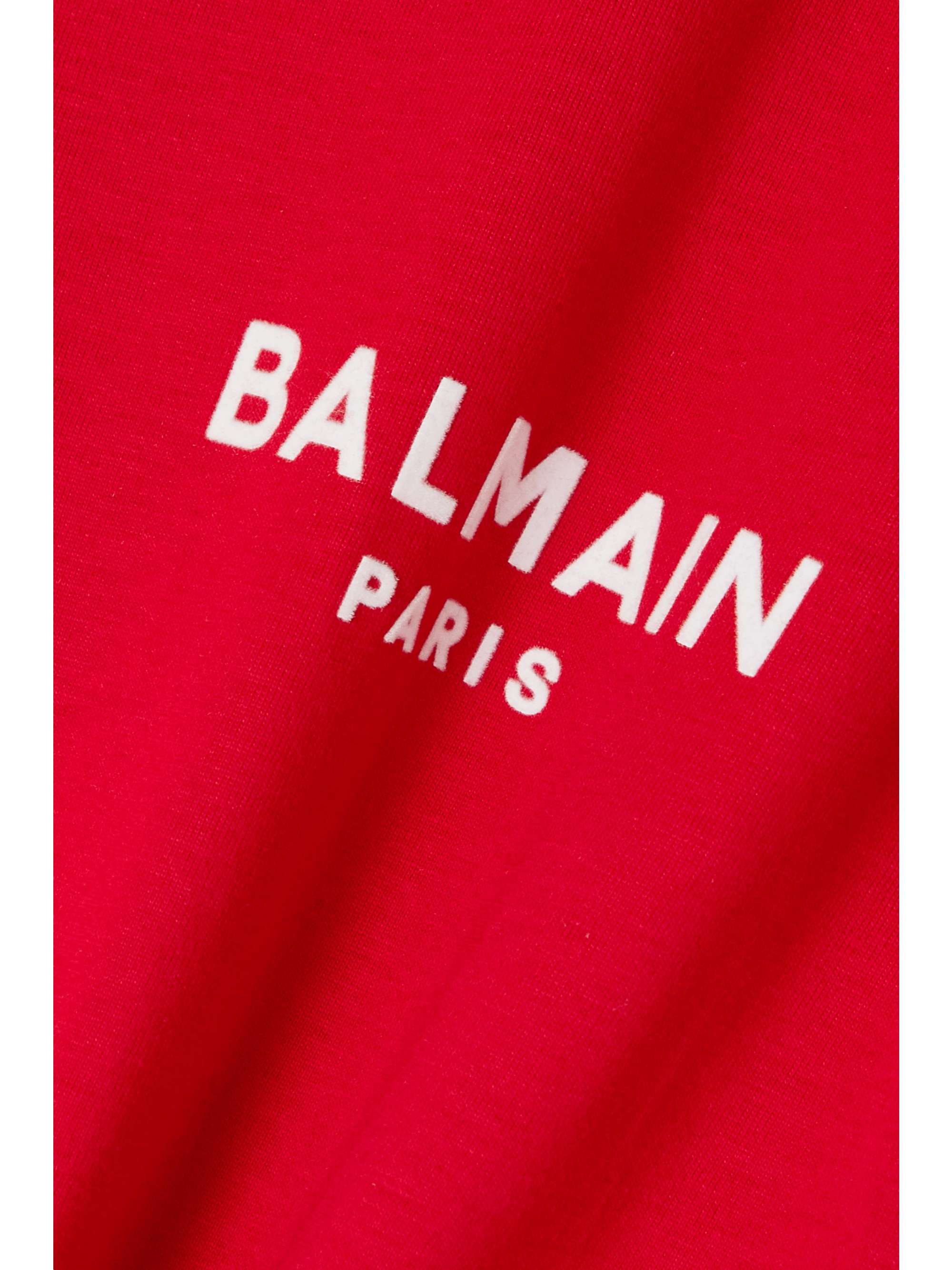 balmain cropped flocked cotton jersey t shirt