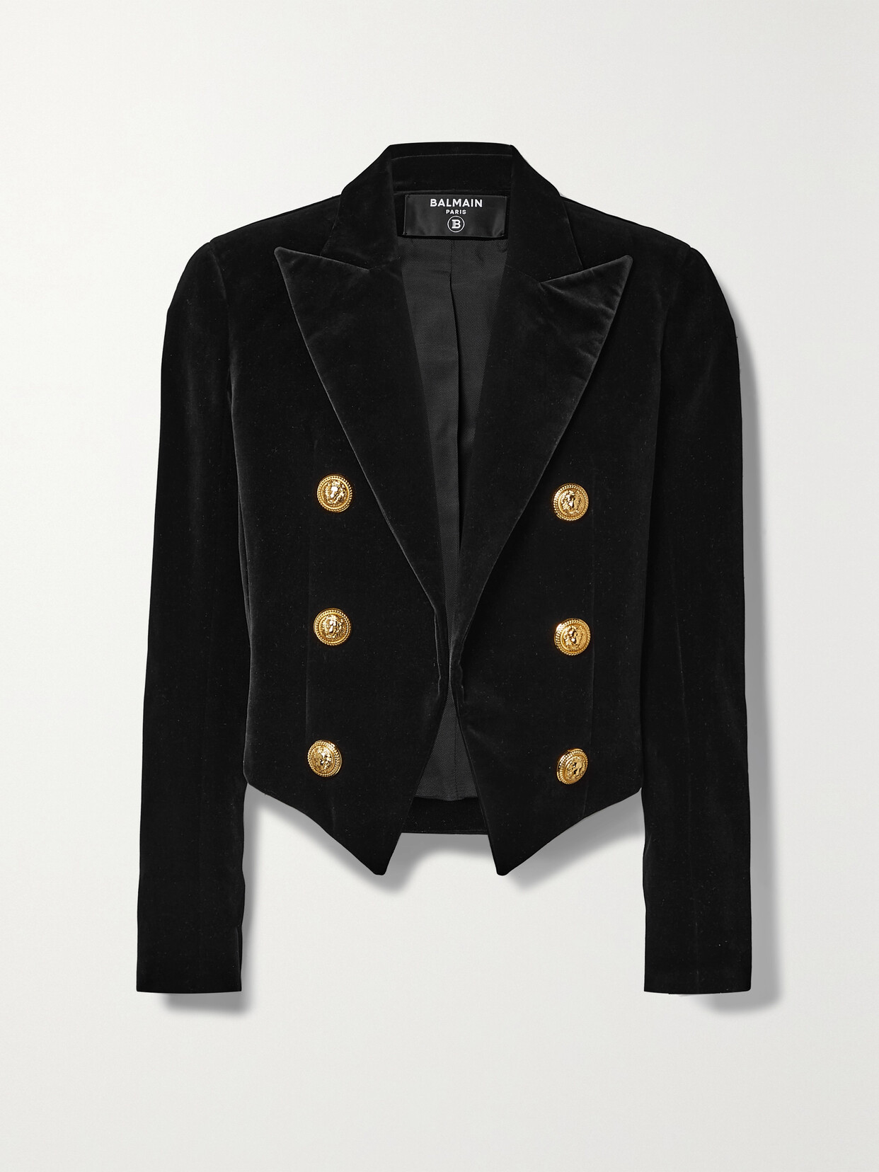Balmain Spencer Cropped Cottonvelvet Blazer In Black ModeSens