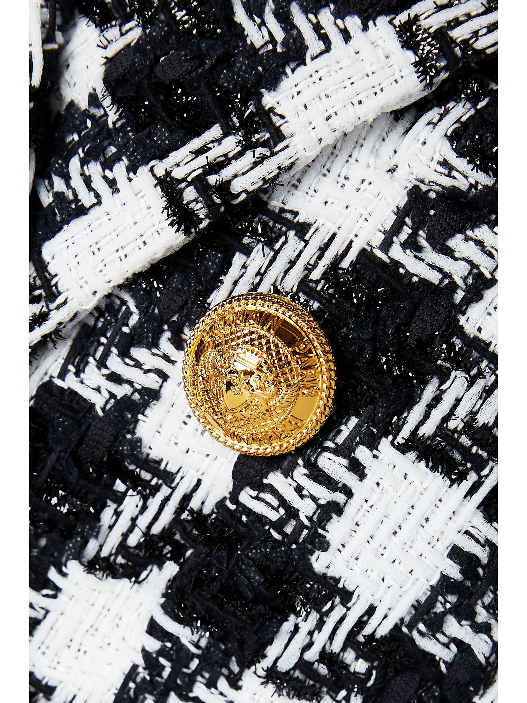 BALMAIN Double-breasted houndstooth tweed blazer