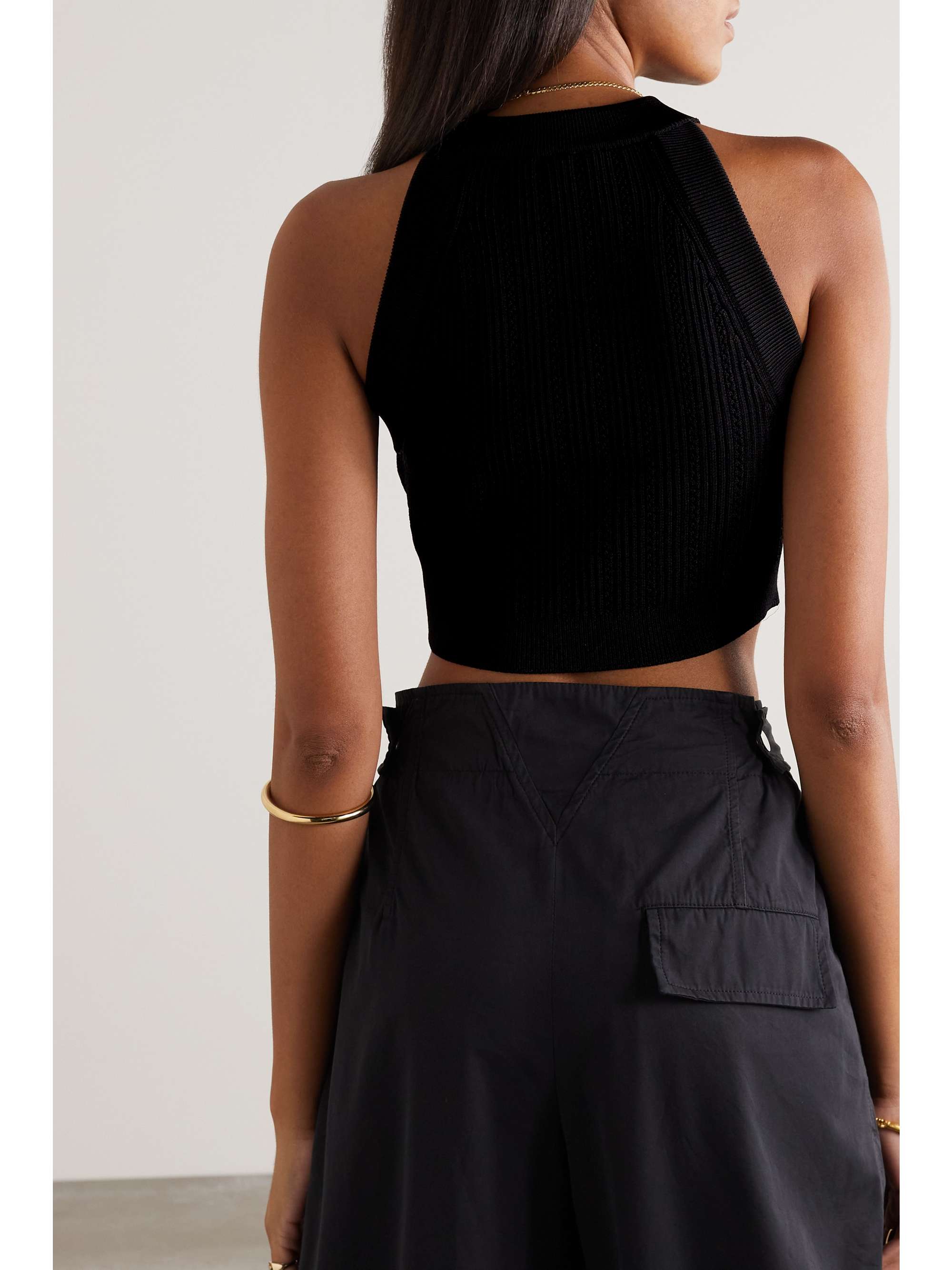 knit balmain logo crop top