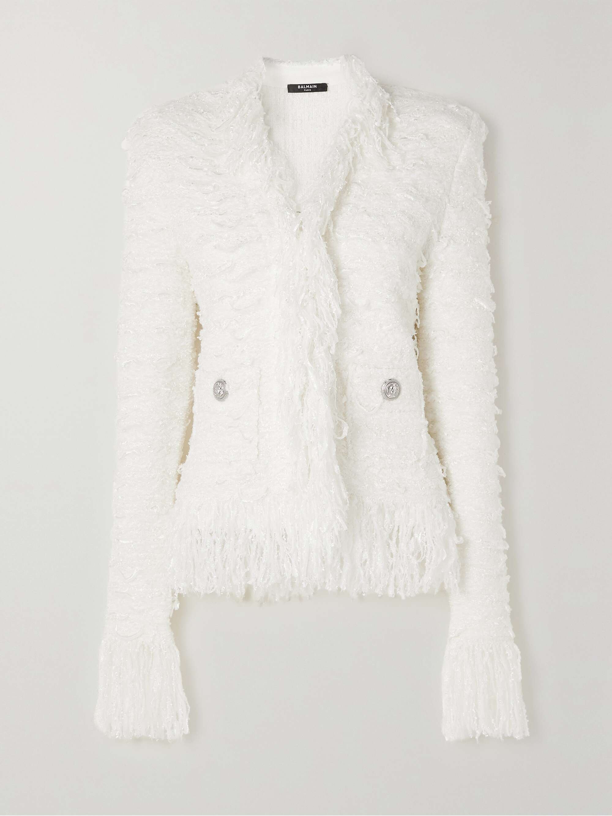 Balmain fringe best sale jacket