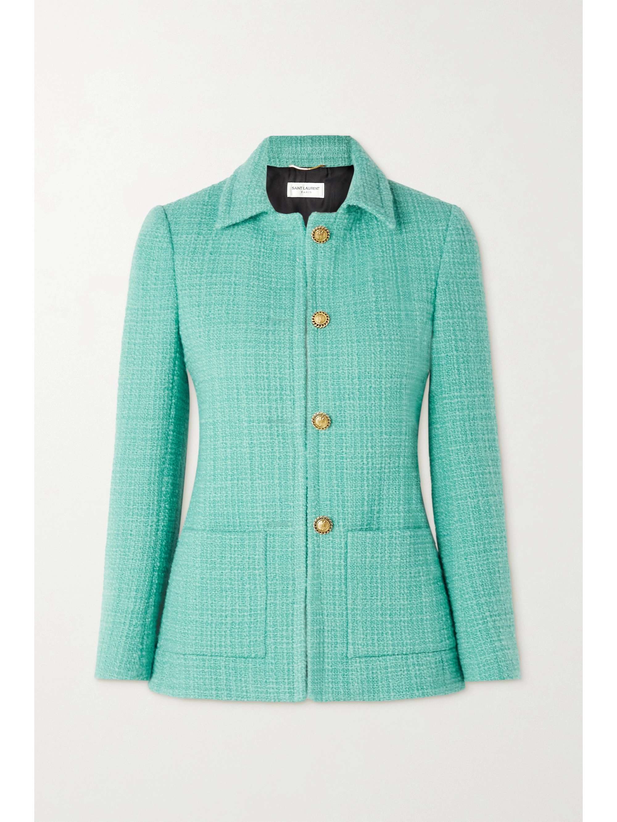 teal green coat