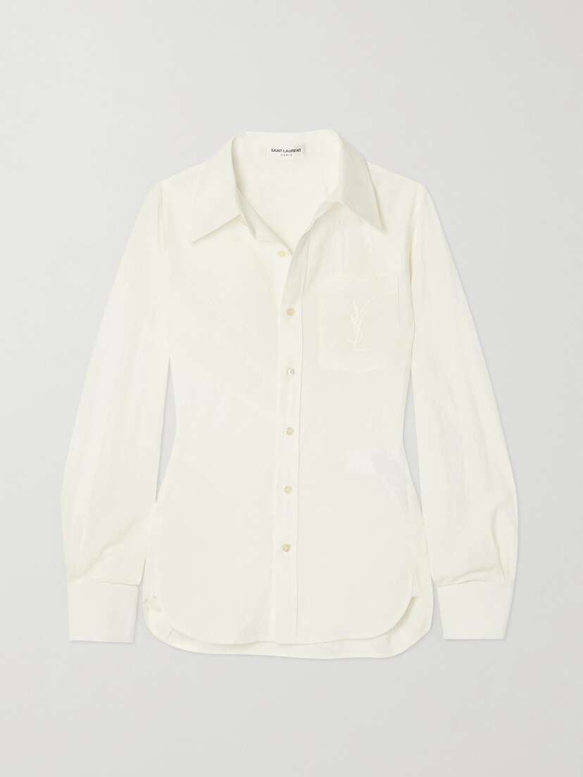 Saint Laurent Embroidered Cotton And Linen-blend Shirt