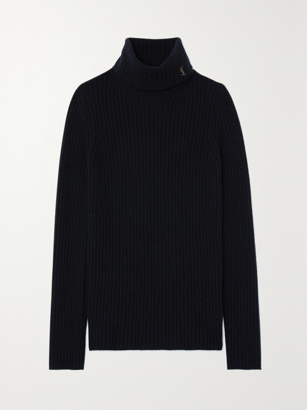 Saint Laurent Ribbed Wool And Cashmere-blend Turtleneck Sweater In Black