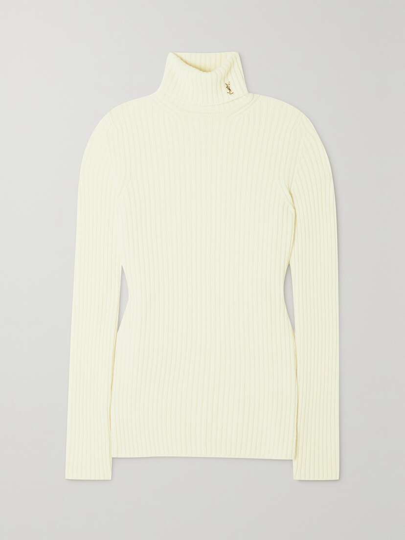 SAINT LAURENT Ribbed Wool And Cashmere-blend Turtleneck Sweater