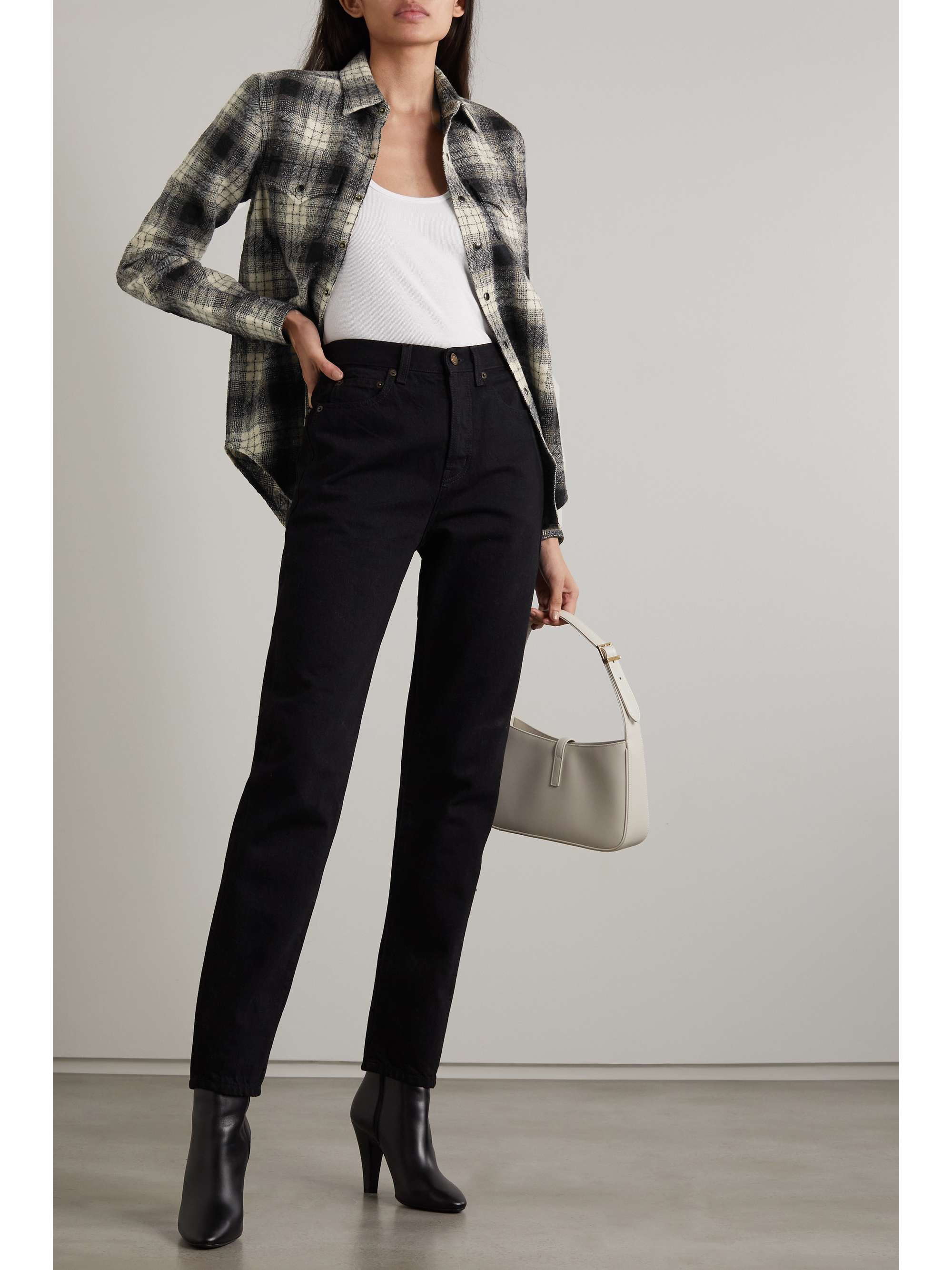 White Checked wool-flannel shirt 