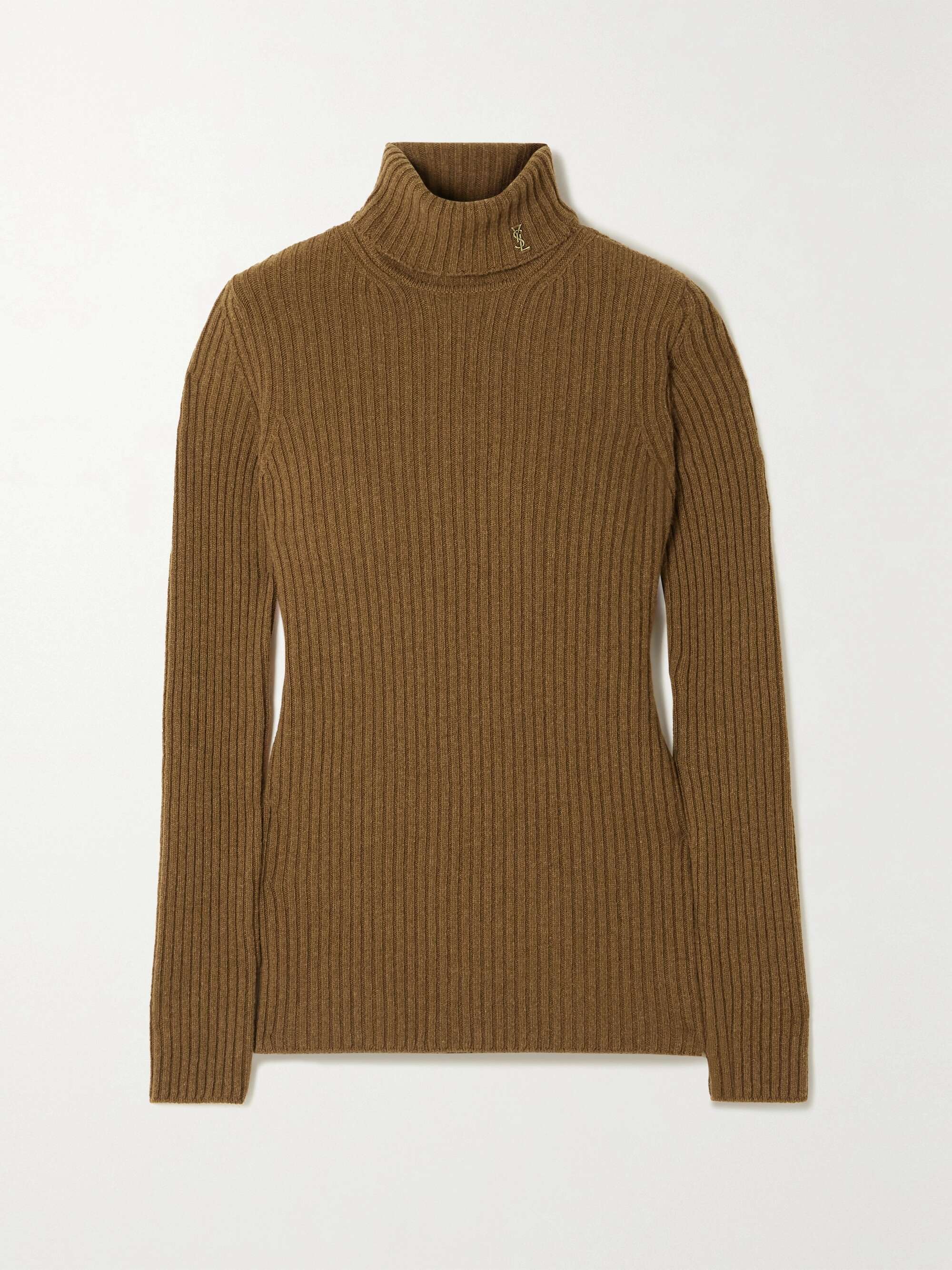 SAINT LAURENT Ribbed wool and cashmere-blend turtleneck sweater | NET-A ...