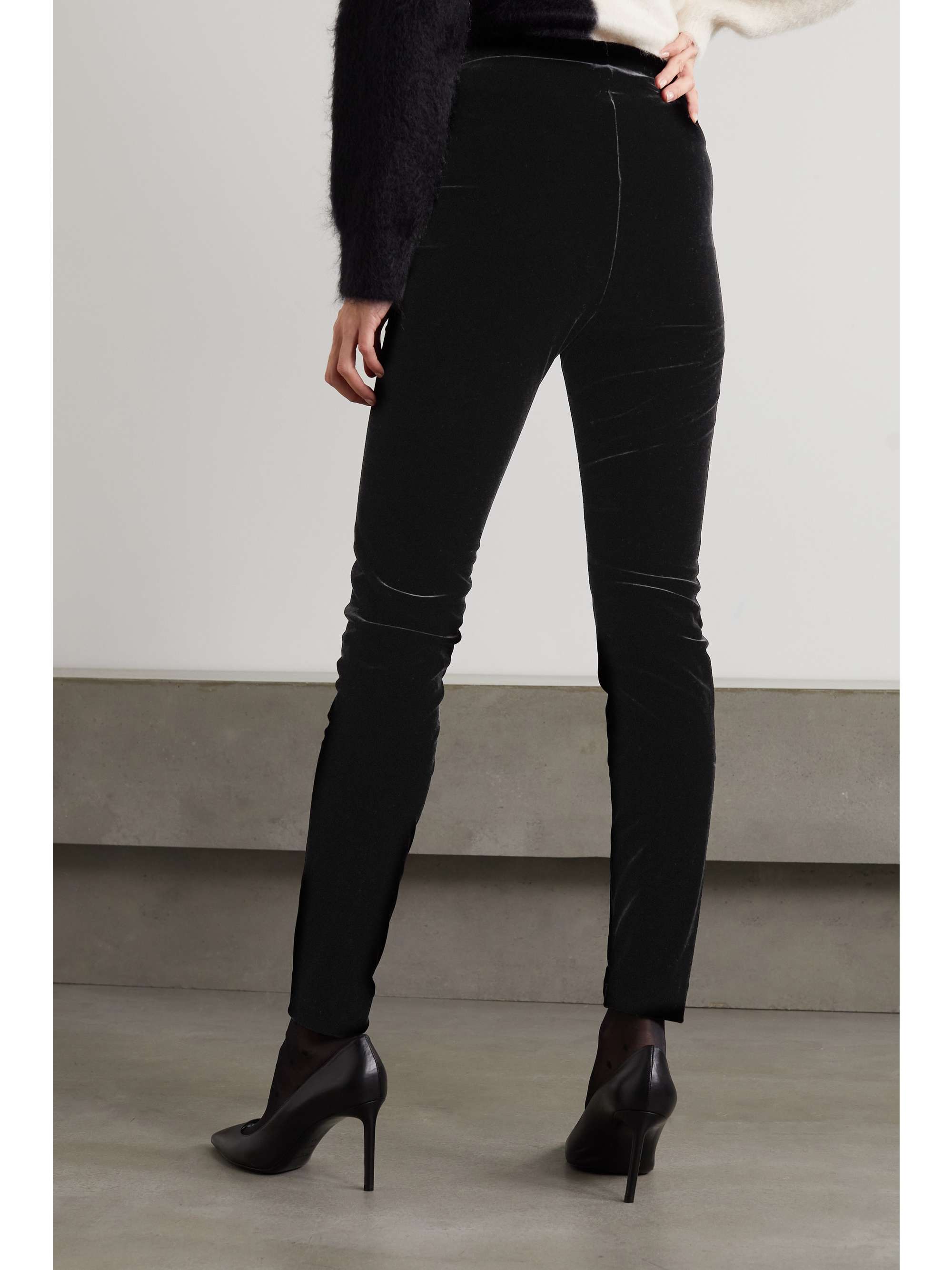 SAINT LAURENT Stretch-velvet leggings