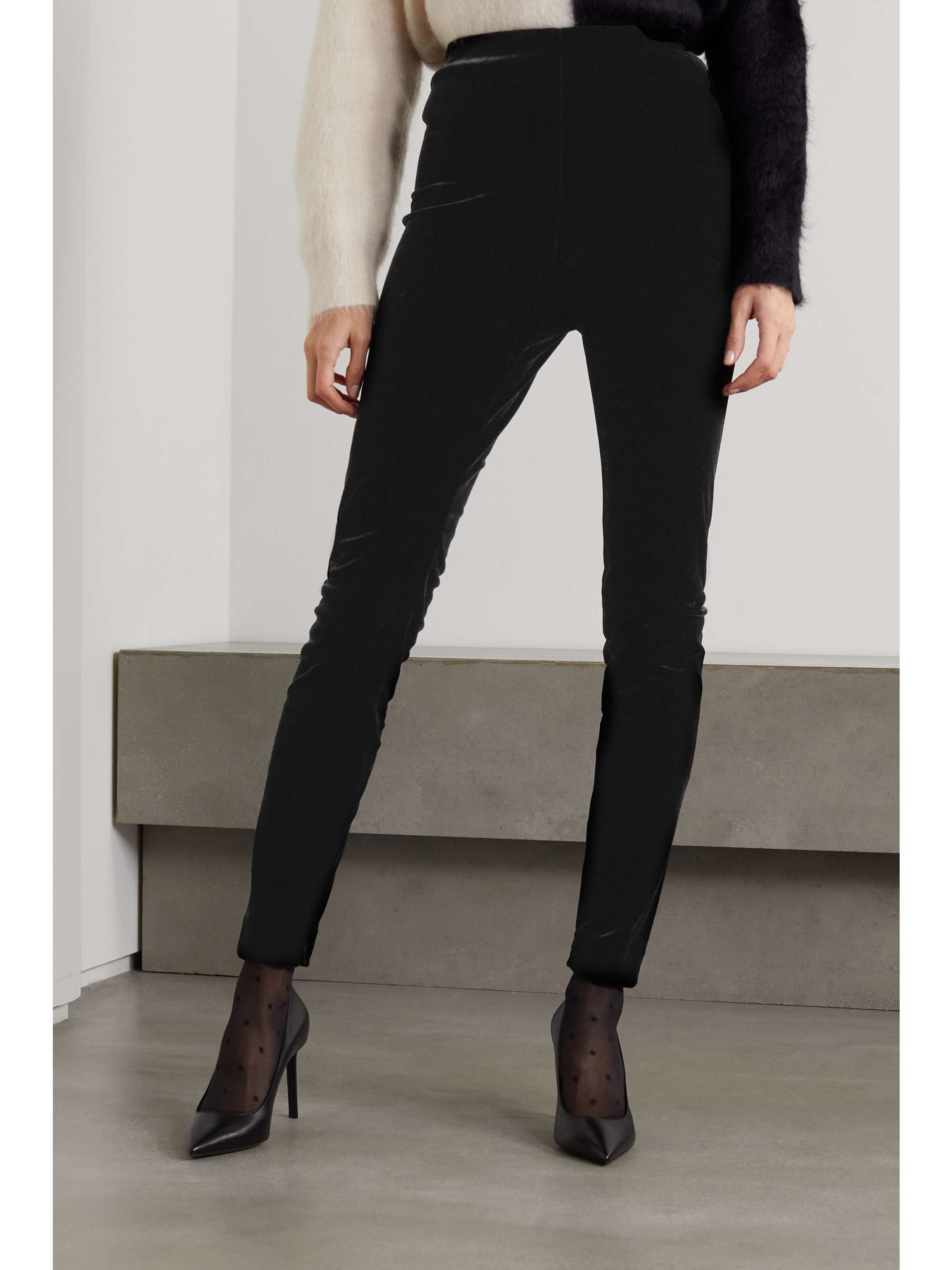 SAINT LAURENT Stretch-velvet leggings