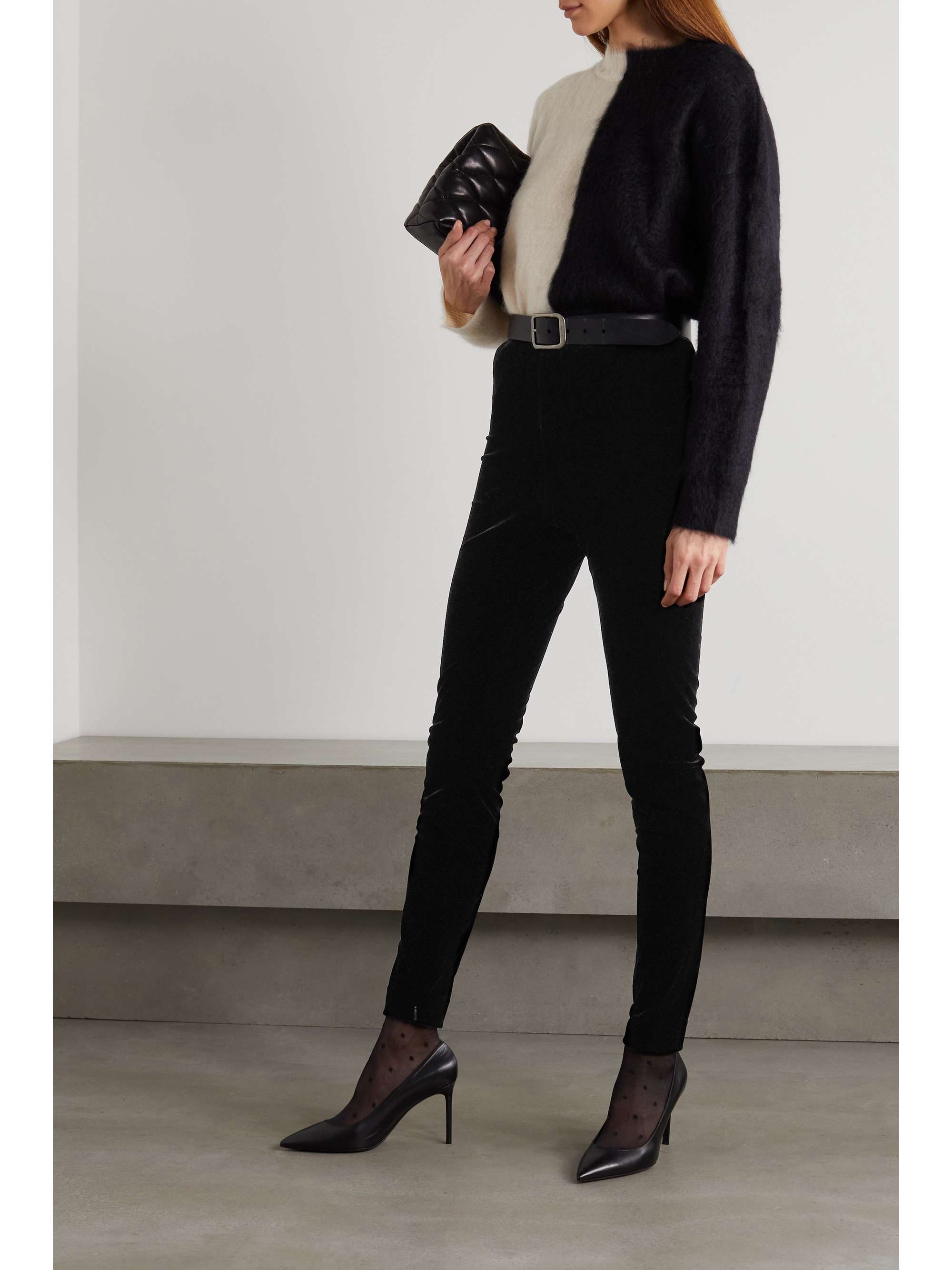SAINT LAURENT Stretch-velvet leggings