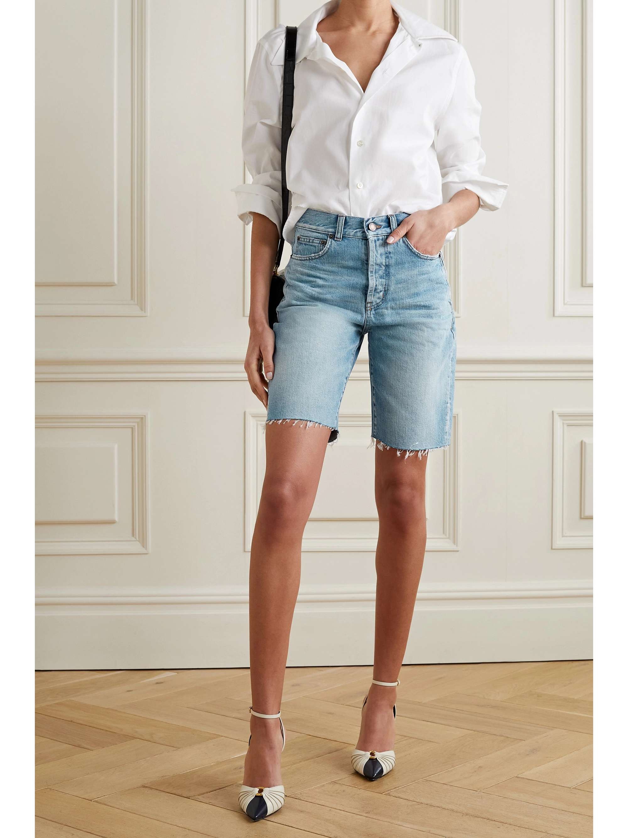 ysl denim shorts
