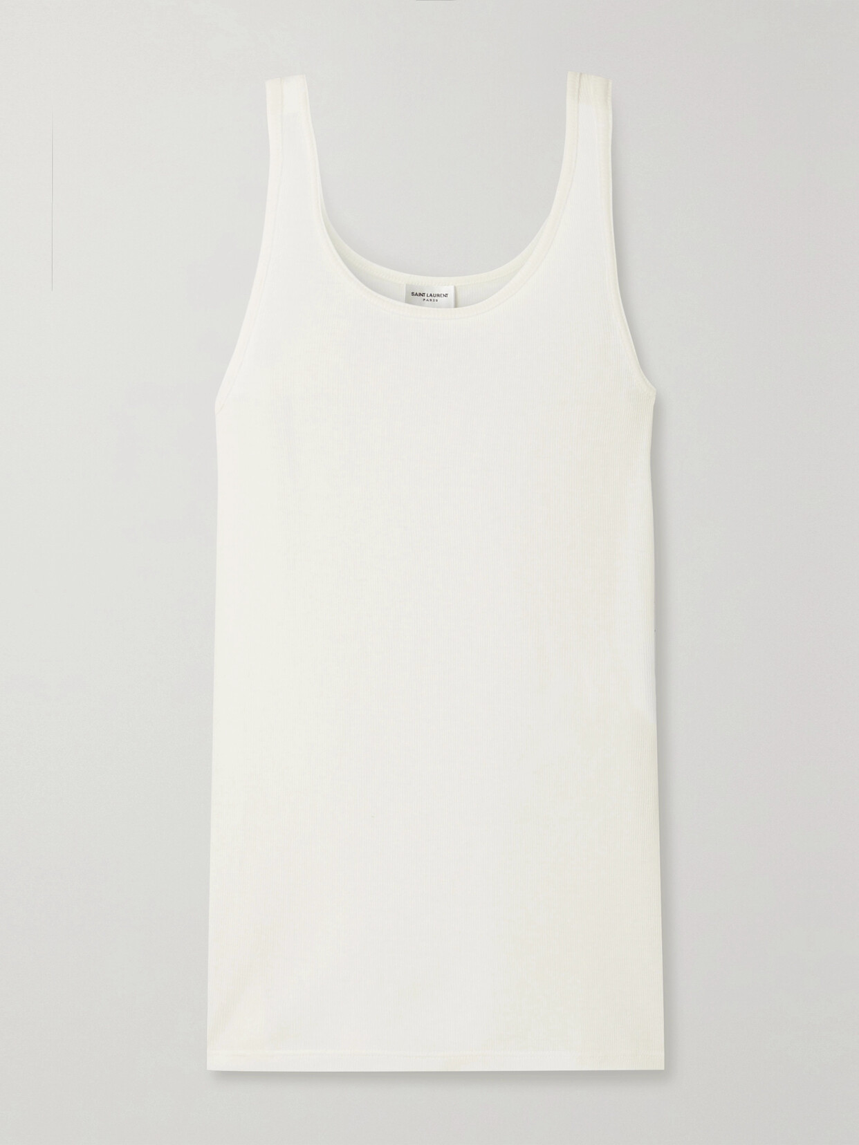 Saint Laurent Ribbed Modal And Cotton-blend Jersey Tank In White