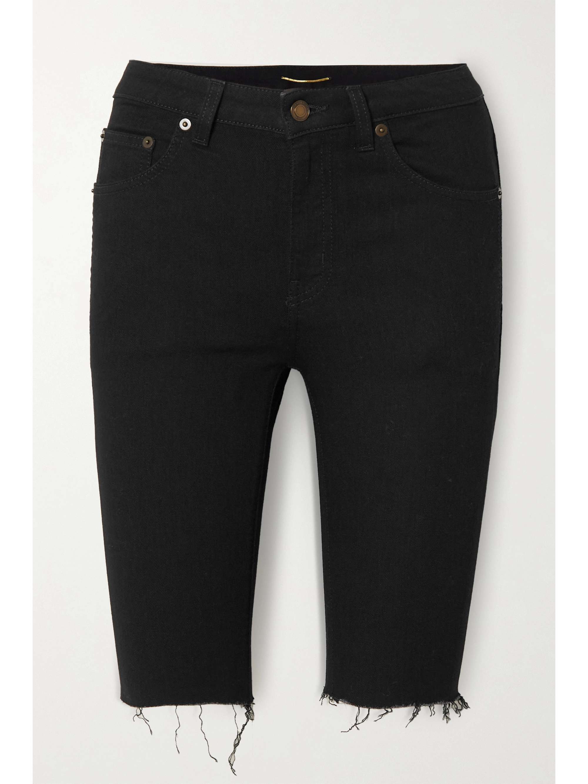 Black Frayed denim shorts | SAINT 