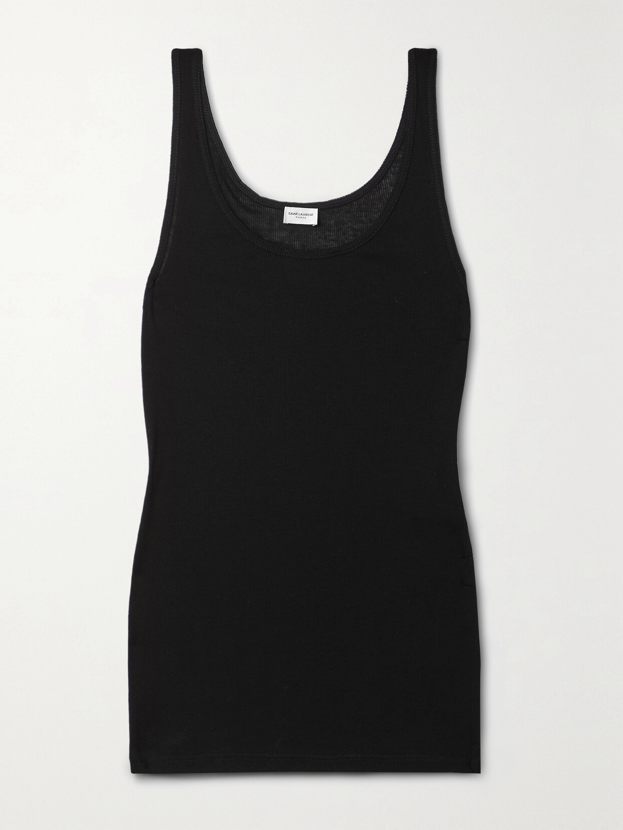 Shop Saint Laurent Ribbed Modal And Cotton-blend Jersey Tank In Black