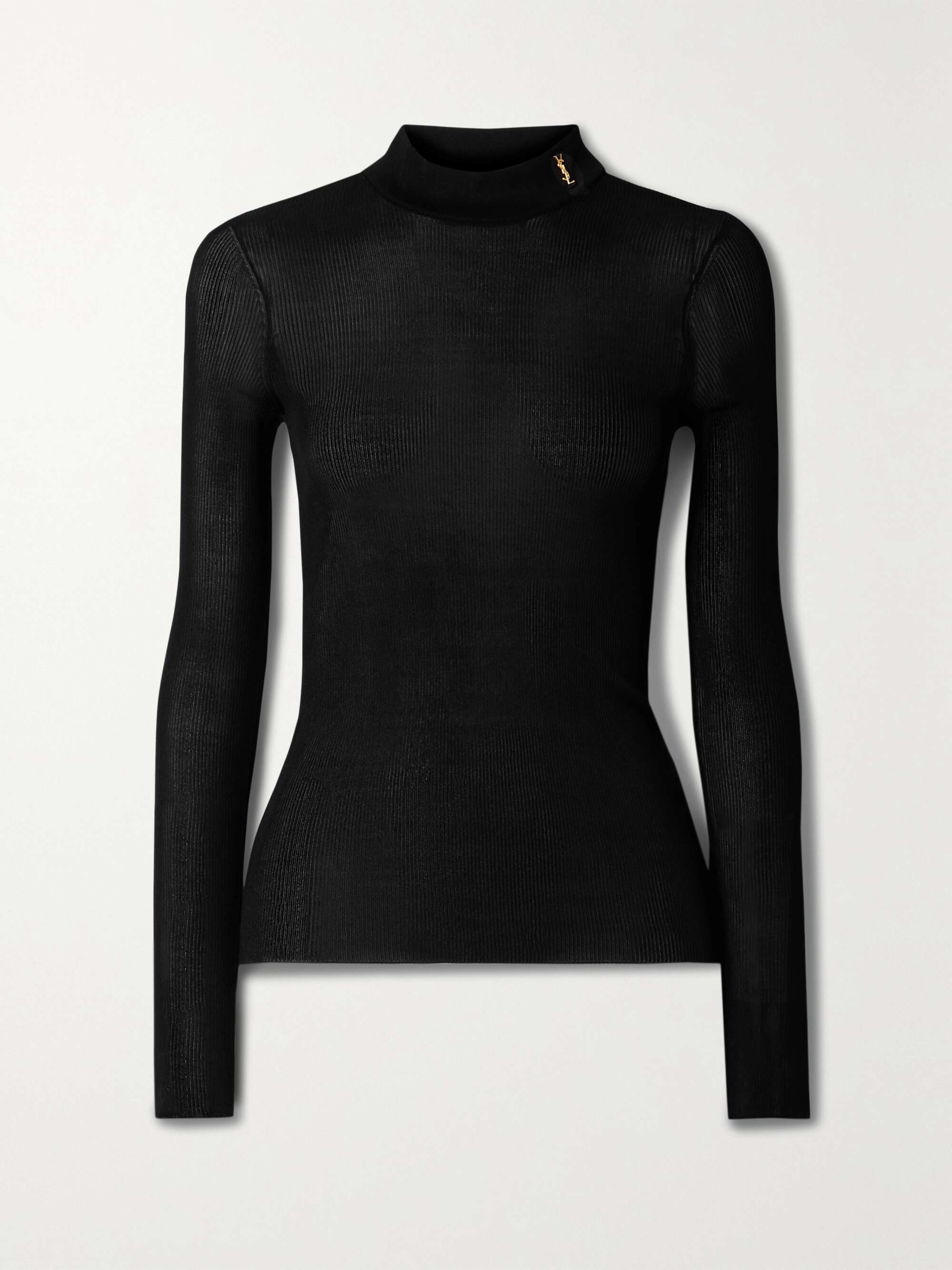 SAINT LAURENT Ribbed silk turtleneck top | NET-A-PORTER