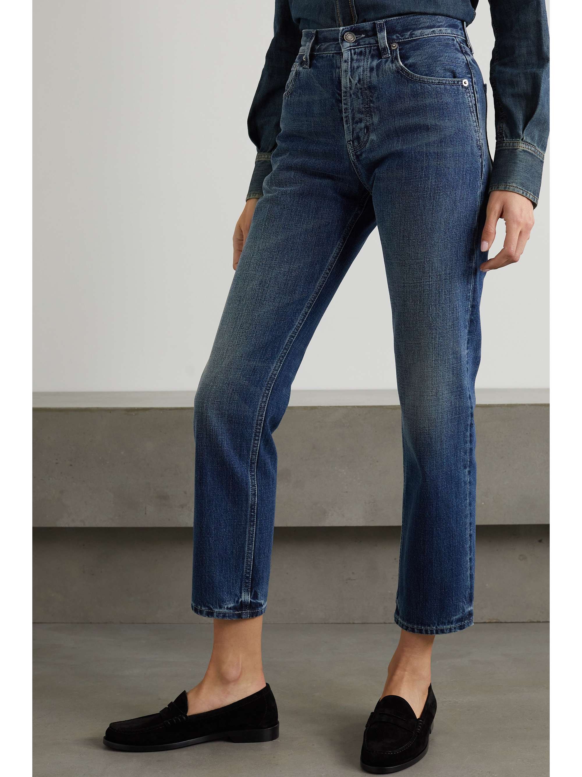 Mid denim Cropped high-rise straight 