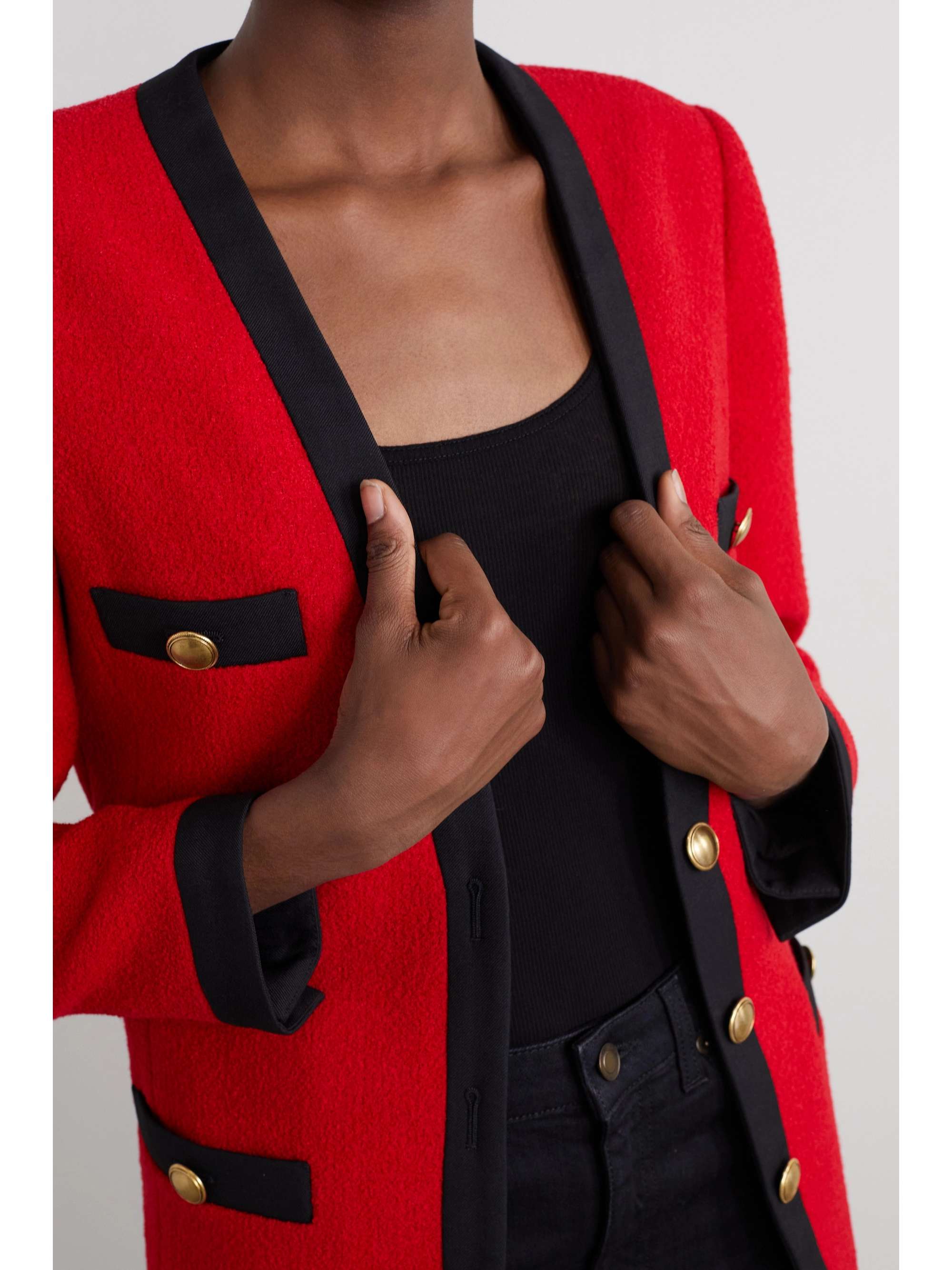 SAINT LAURENT Two-tone wool-blend bouclé-tweed blazer | NET-A-PORTER