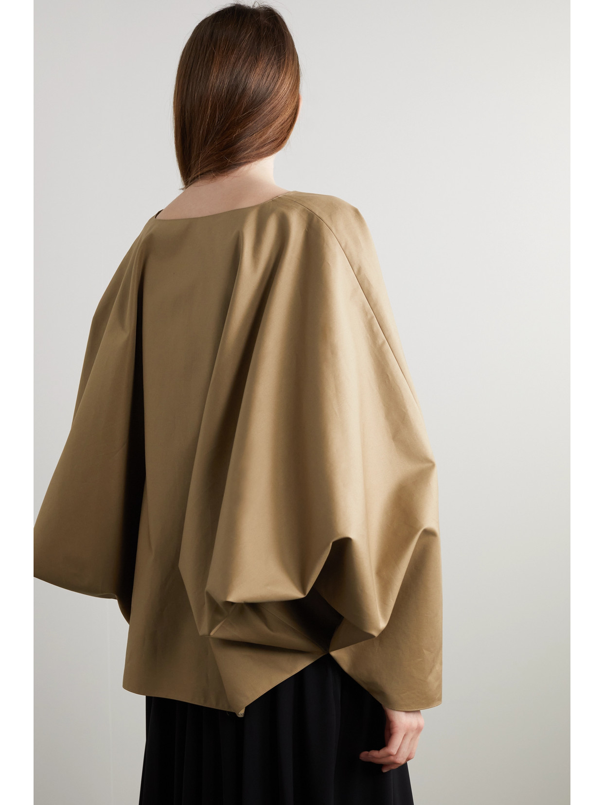 Karla Oversize Cotton Sateen Top In Taupe
