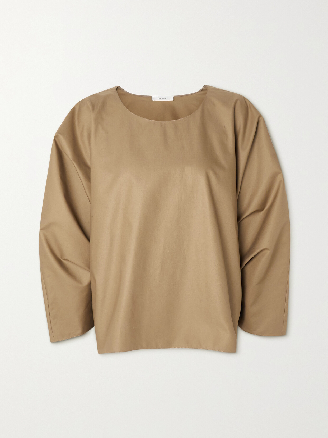 Karla Oversize Cotton Sateen Top In Taupe