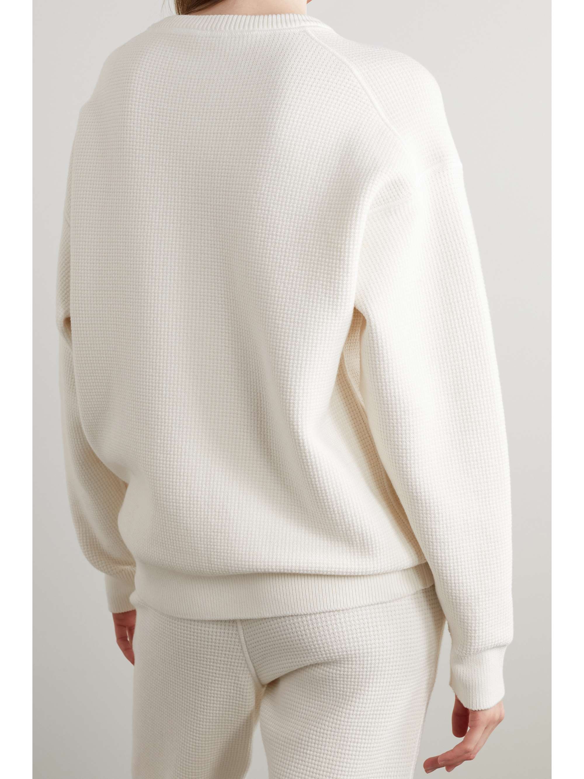 Grelda waffle-knit cotton-blend sweater 