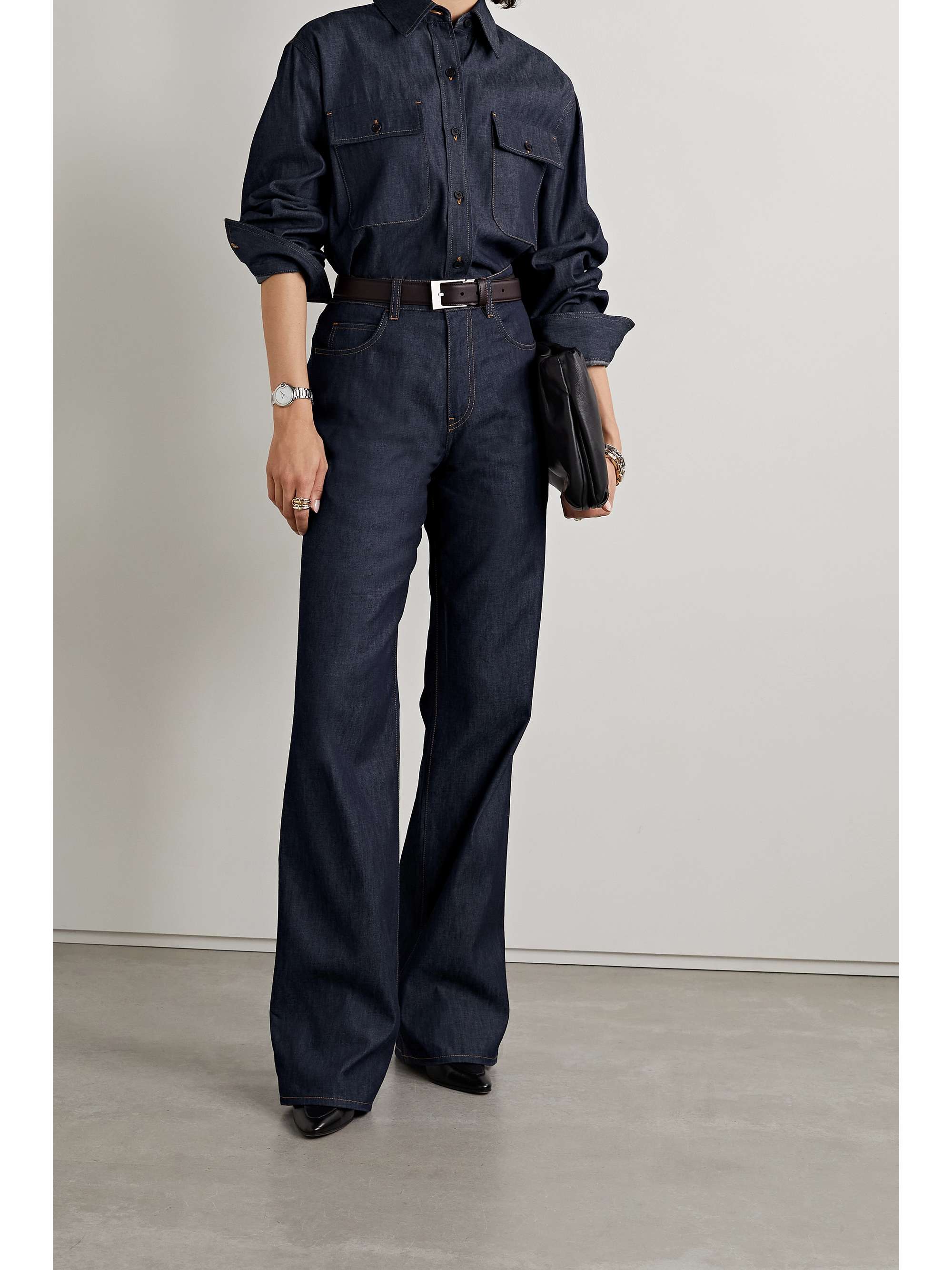 Navy Vivienne oversized denim shirt 