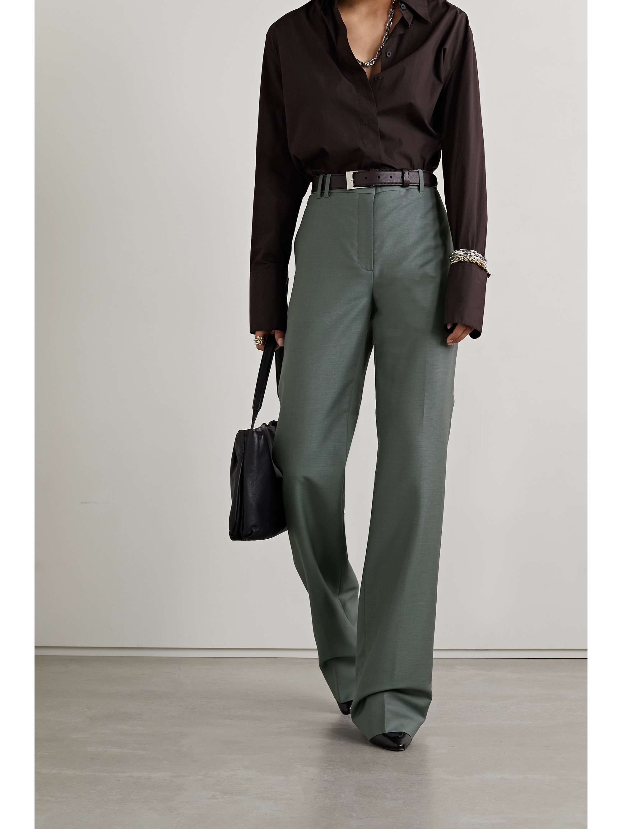 THE ROW Pietro wool and mohair-blend straight-leg pants