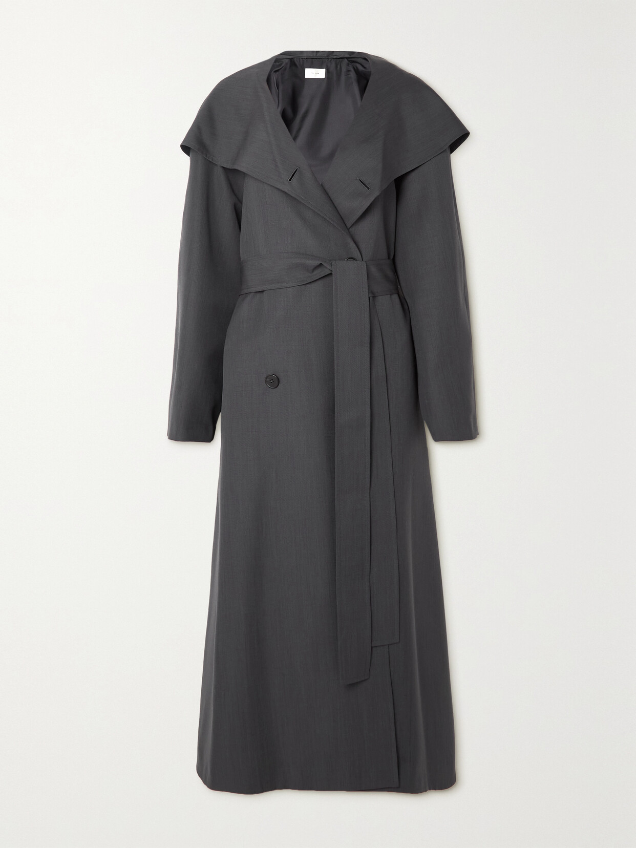 THE ROW AUGUSTA BELTED HOODED DOUBLE-BREASTED WOOL AND MOHAIR-BLEND COAT