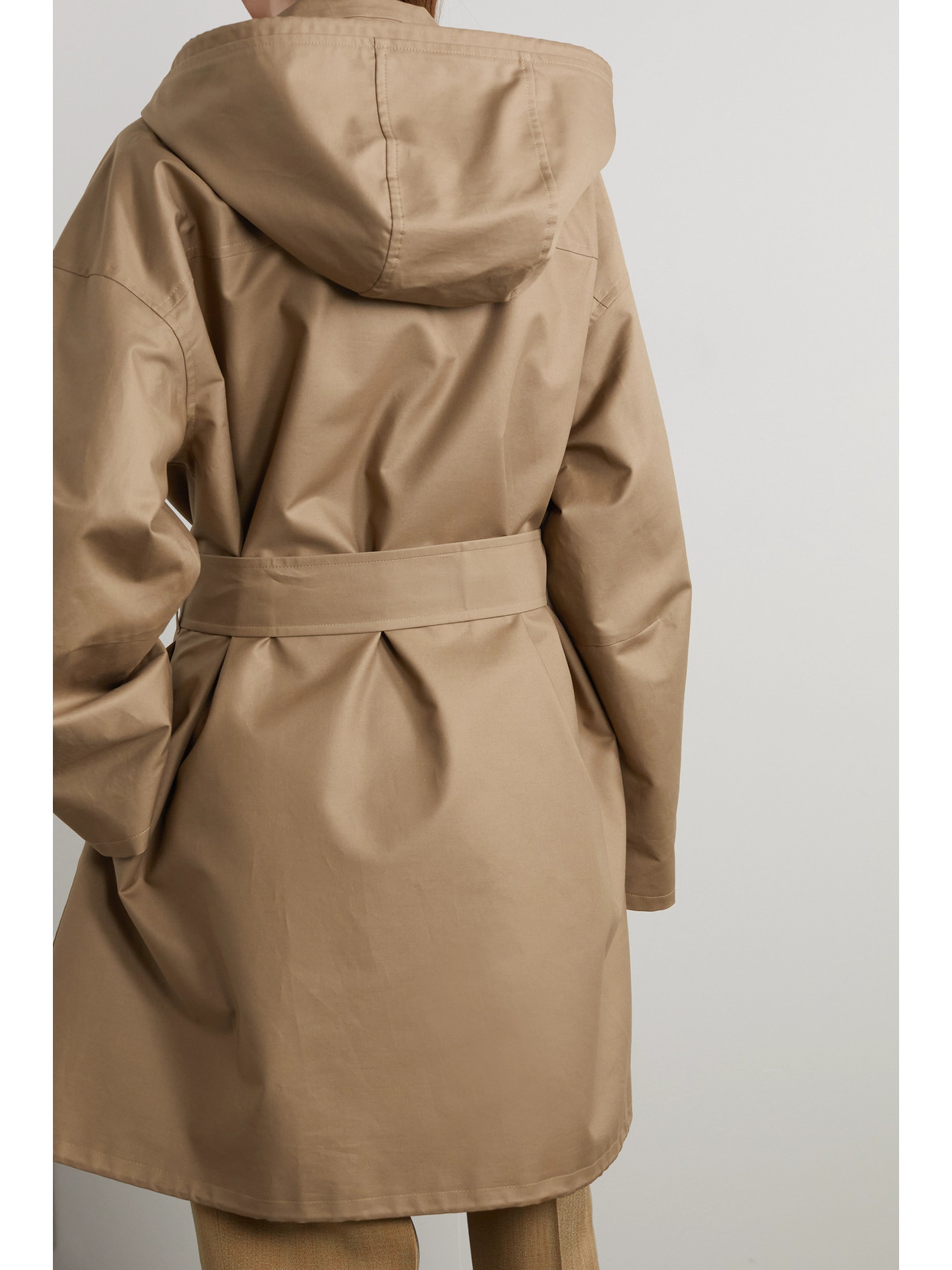 The Row Paulita Hooded Belted Cotton-shell Coat In Neutrals