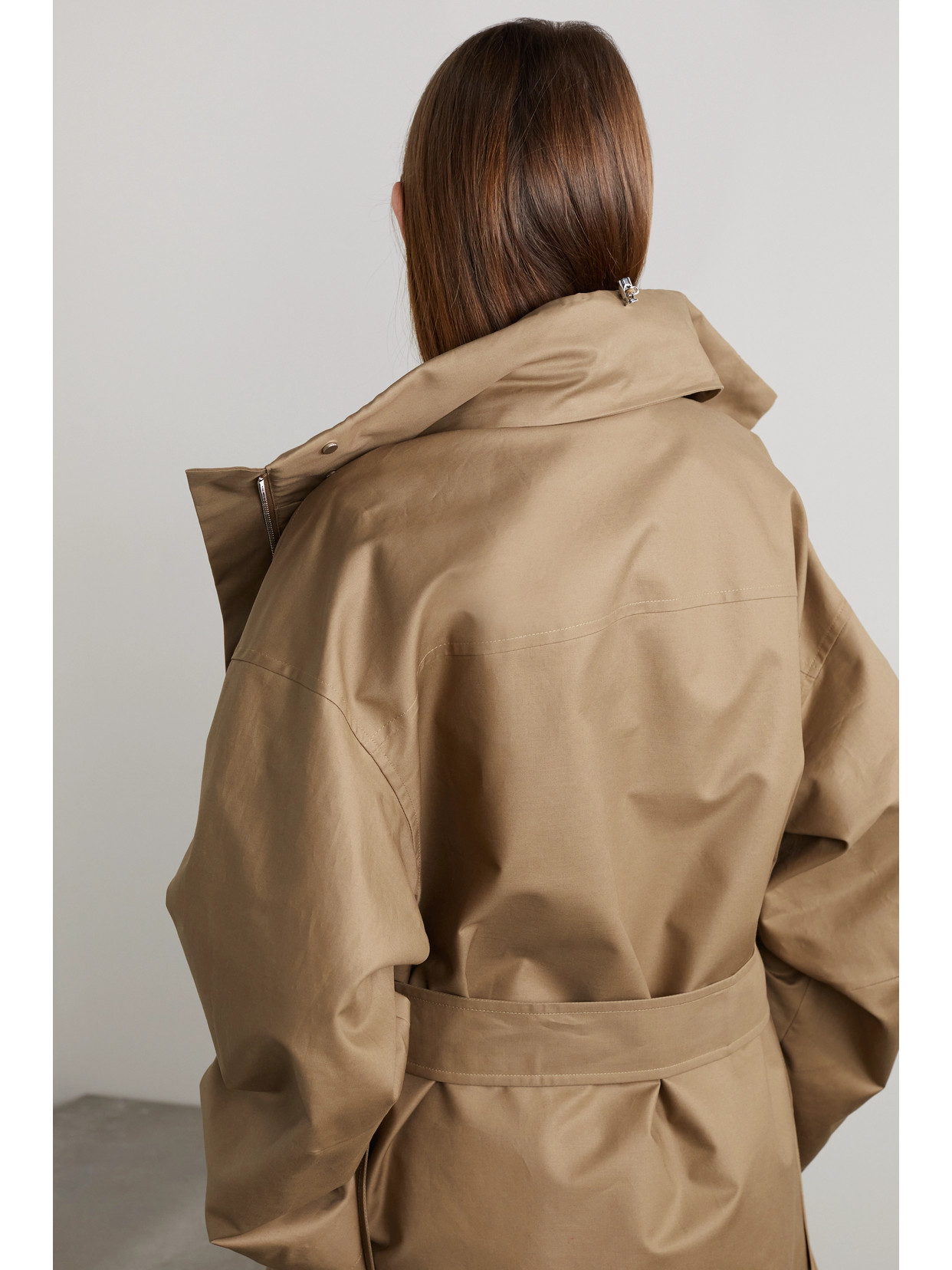 The Row Paulita Hooded Belted Cotton-shell Coat In Neutrals