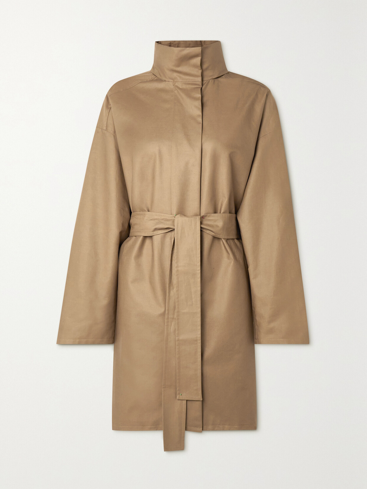The Row Paulita Hooded Belted Cotton-shell Coat In Neutrals