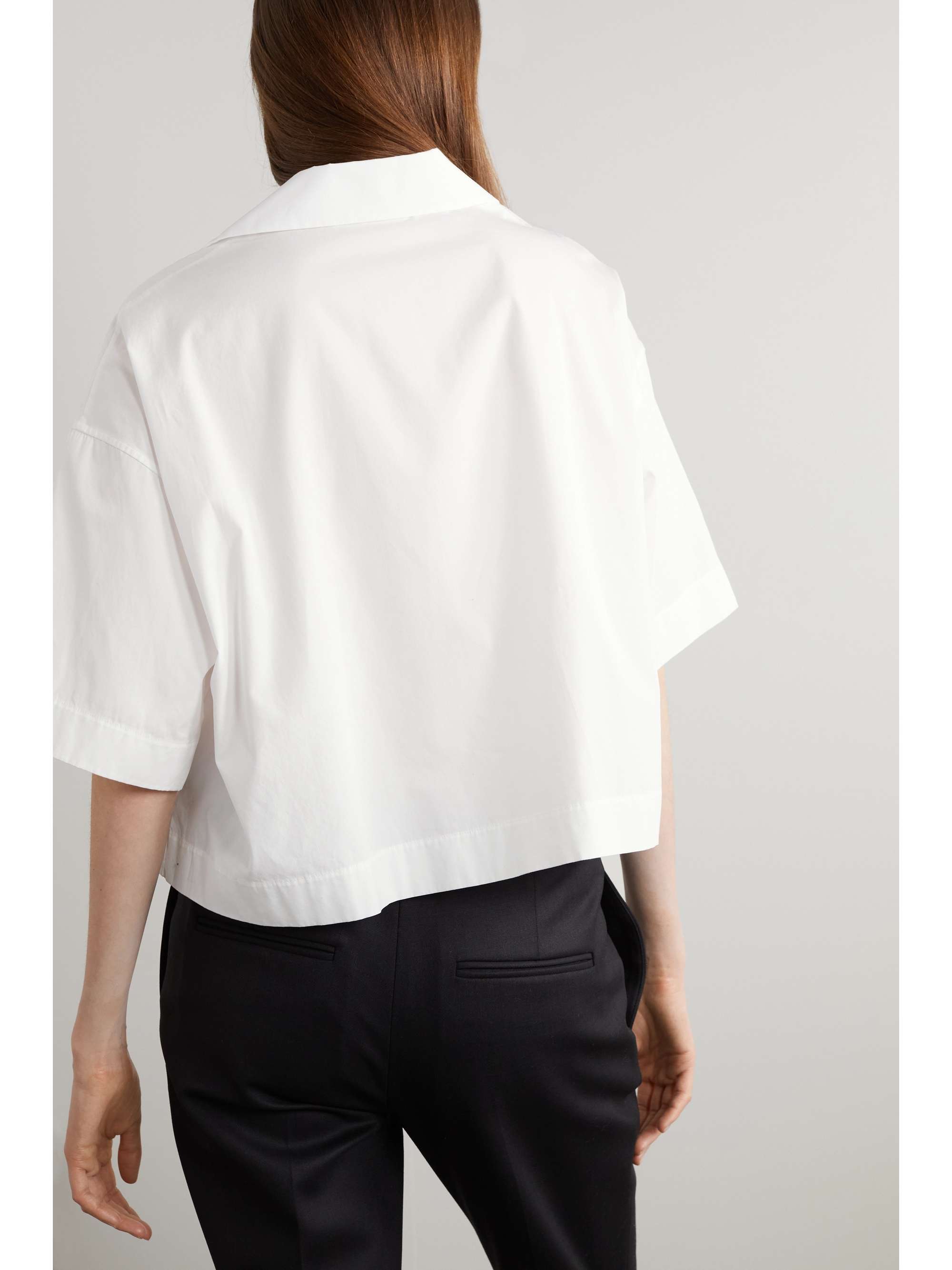 THE ROW Lilita cropped cotton-poplin shirt