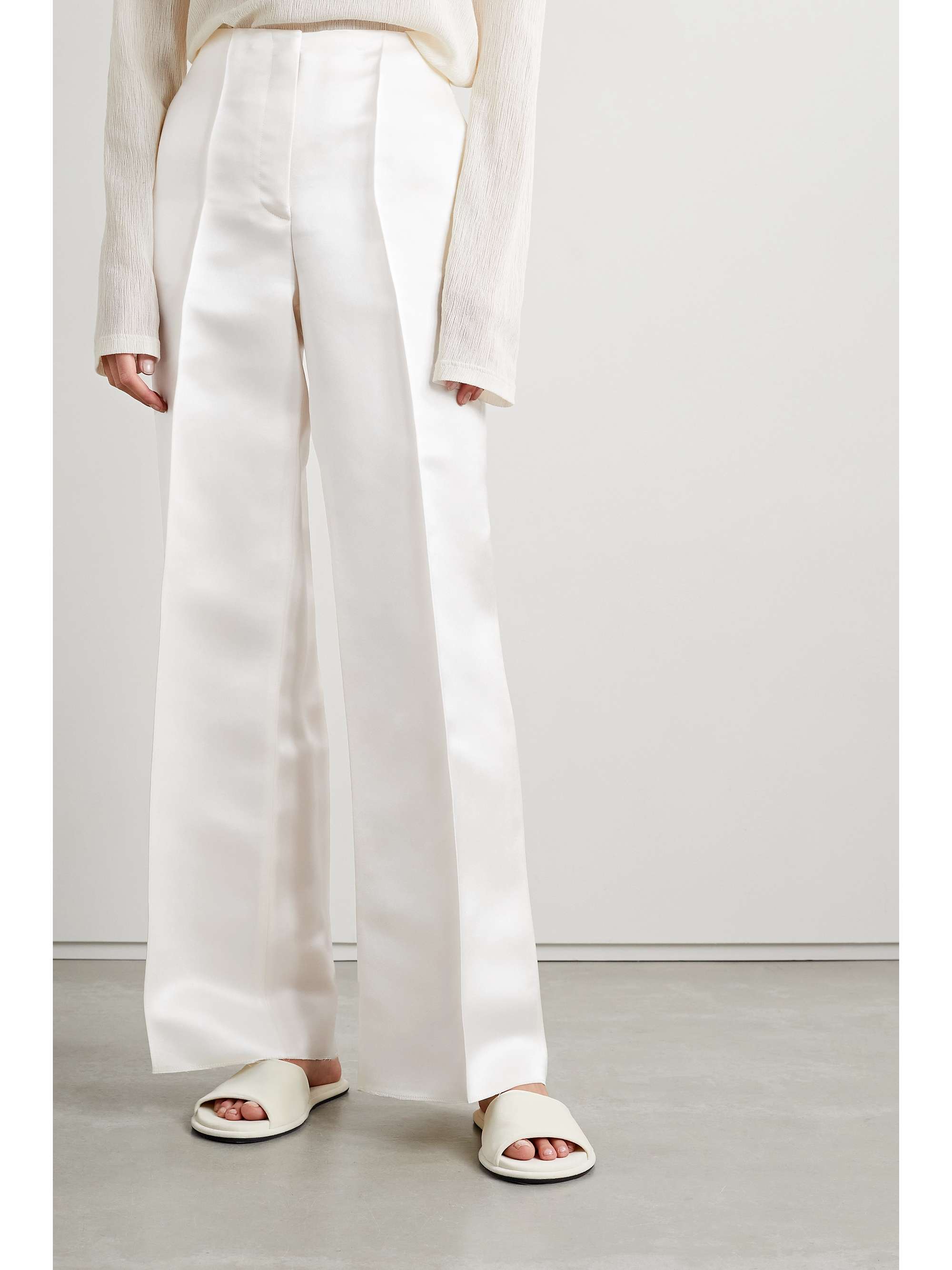 THE ROW Lazco washed silk-satin wide-leg pants