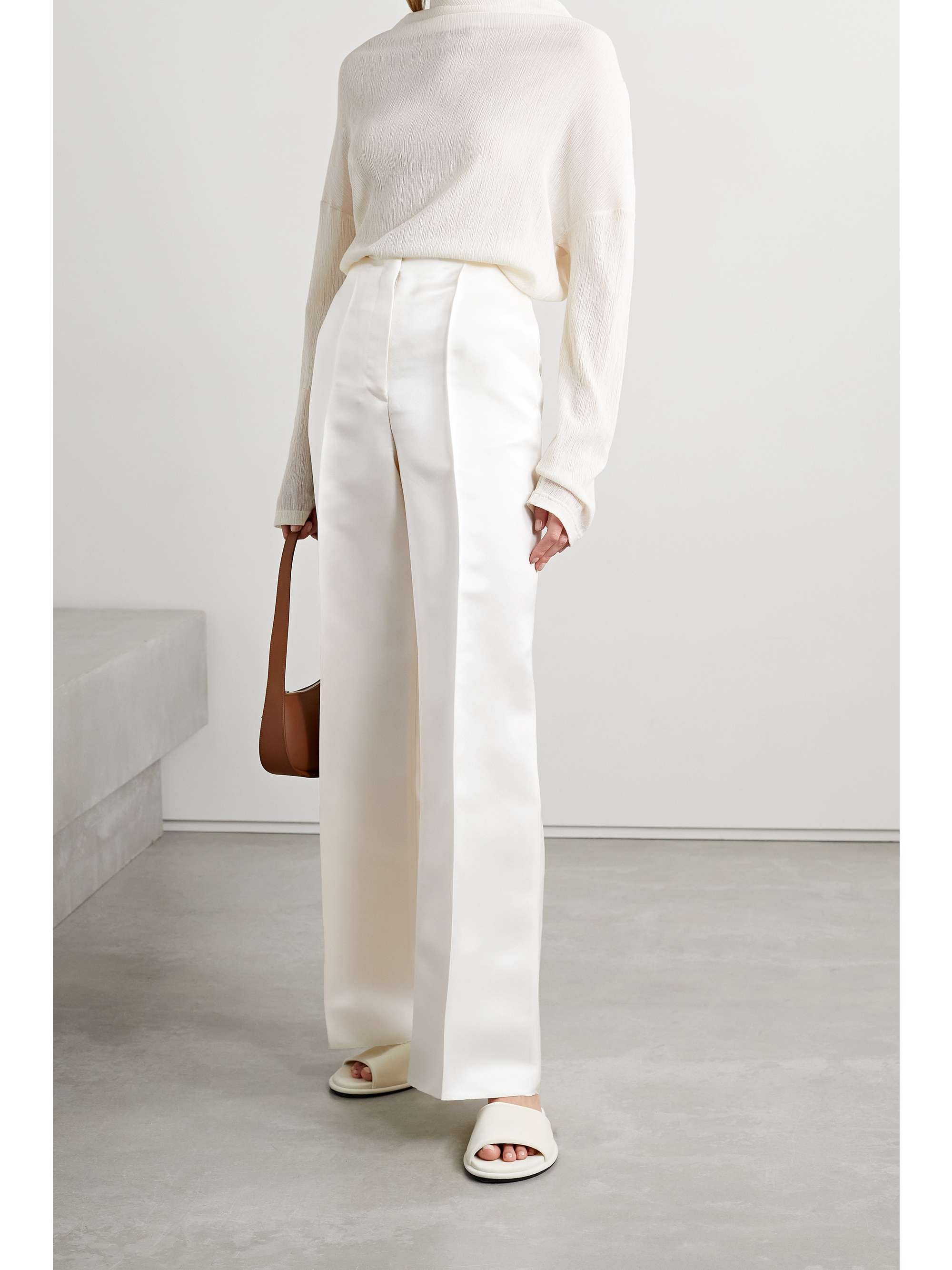 THE ROW Lazco washed silk-satin wide-leg pants