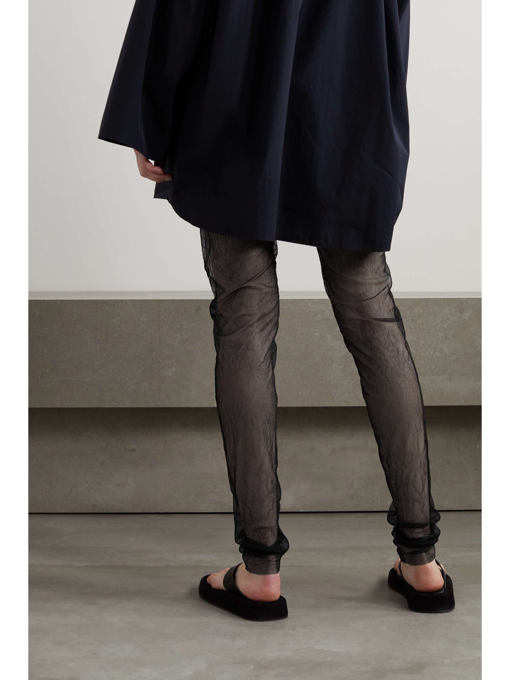 THE ROW Ensley crinkled-tulle slim-leg pants
