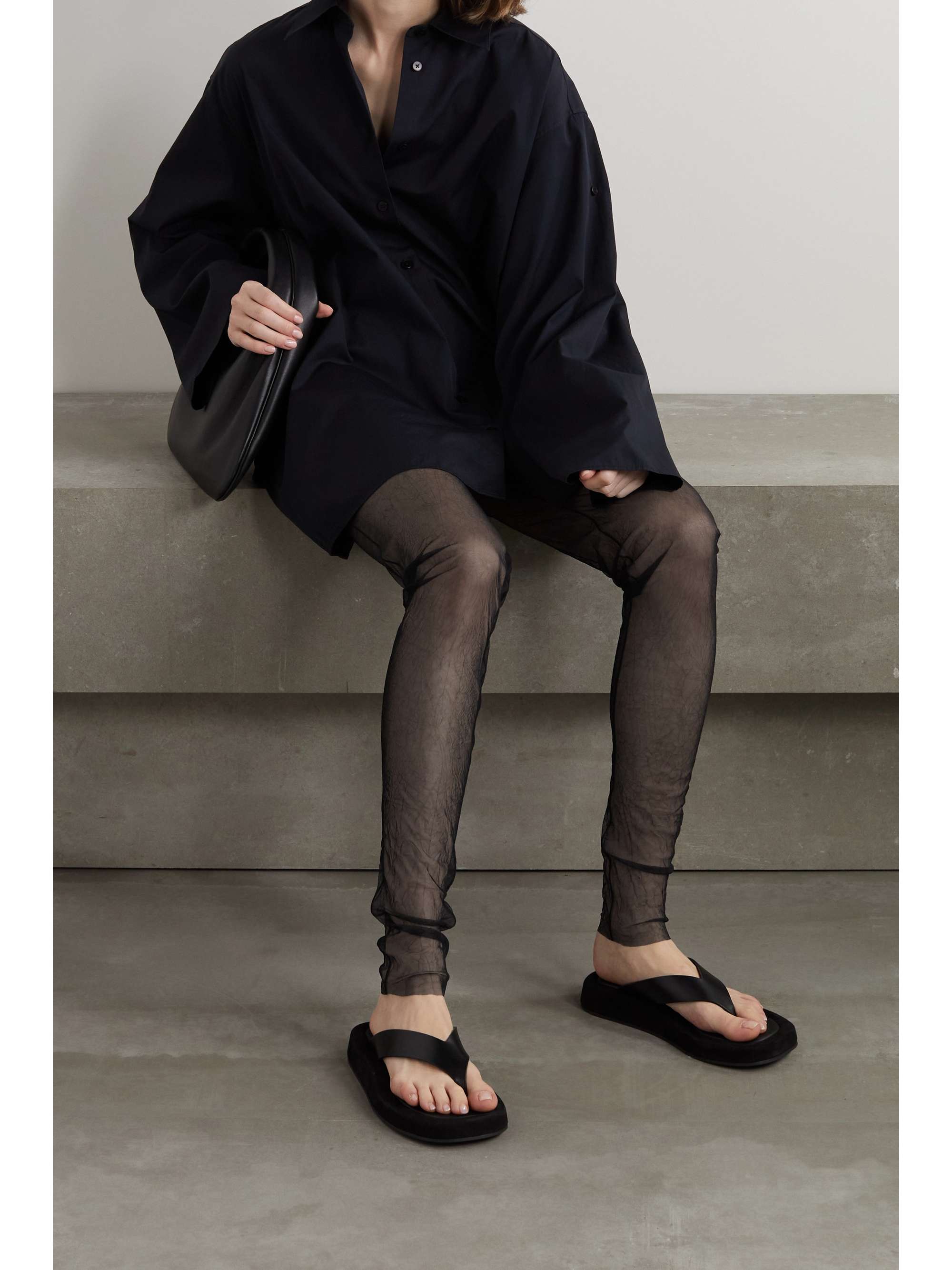 THE ROW Ensley crinkled-tulle slim-leg pants