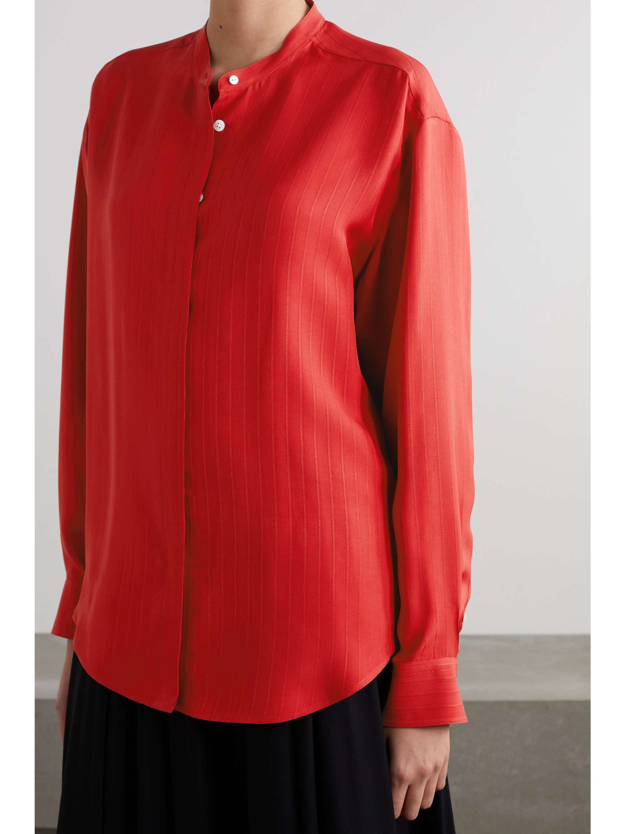 THE ROW Sienna striped crepe shirt