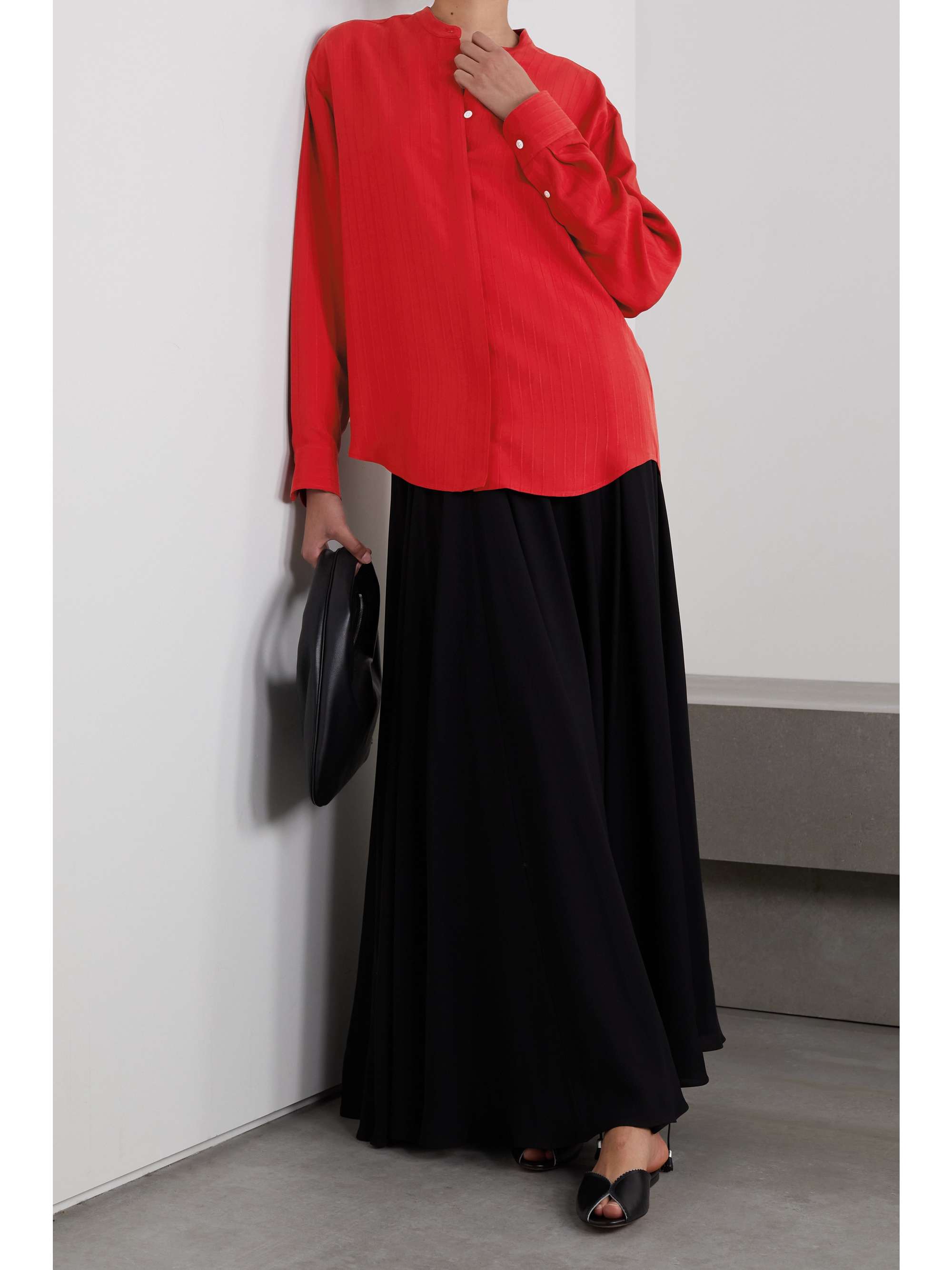THE ROW Sienna striped crepe shirt
