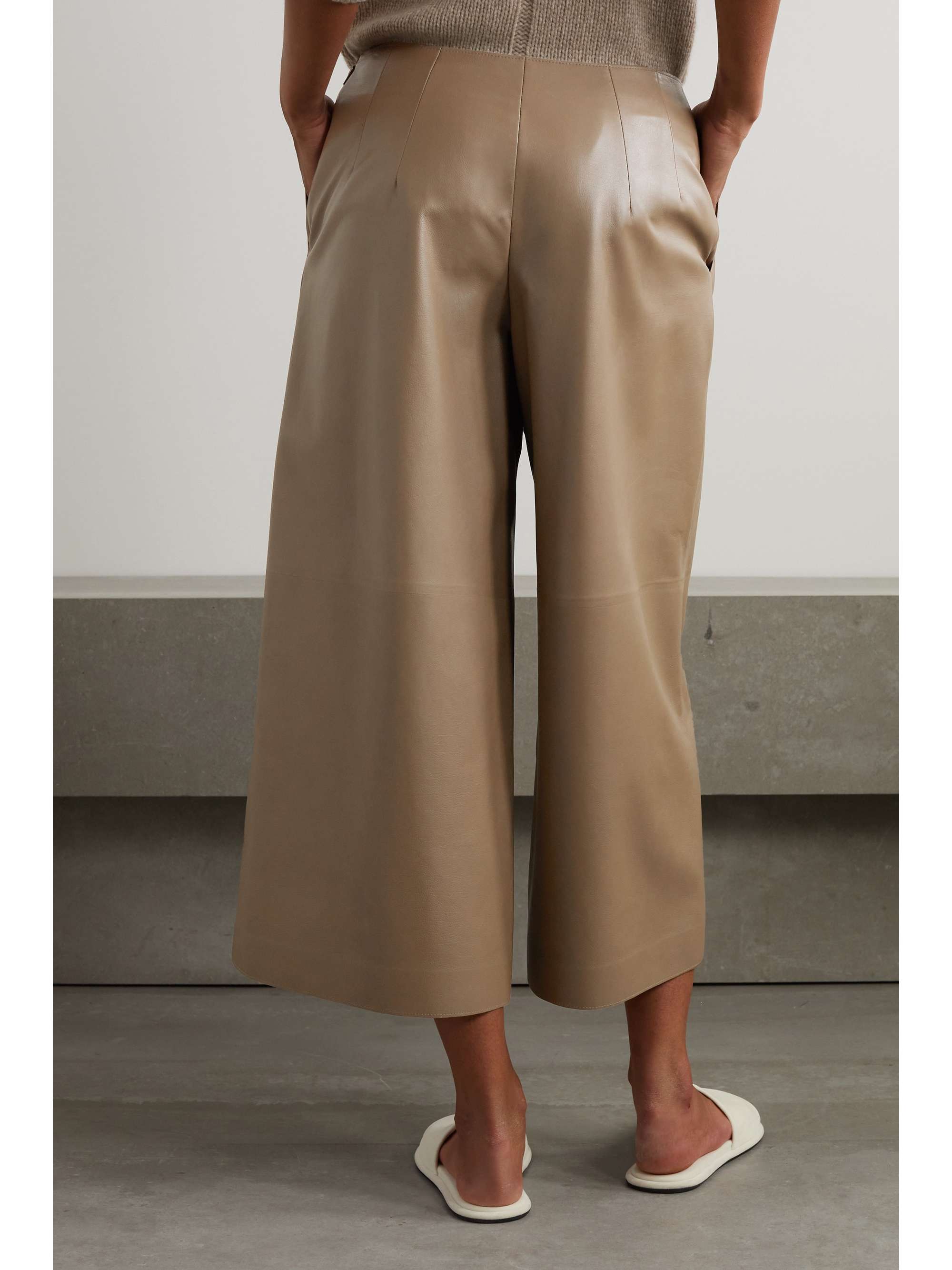 THE ROW Jacobo cropped leather wide-leg culottes