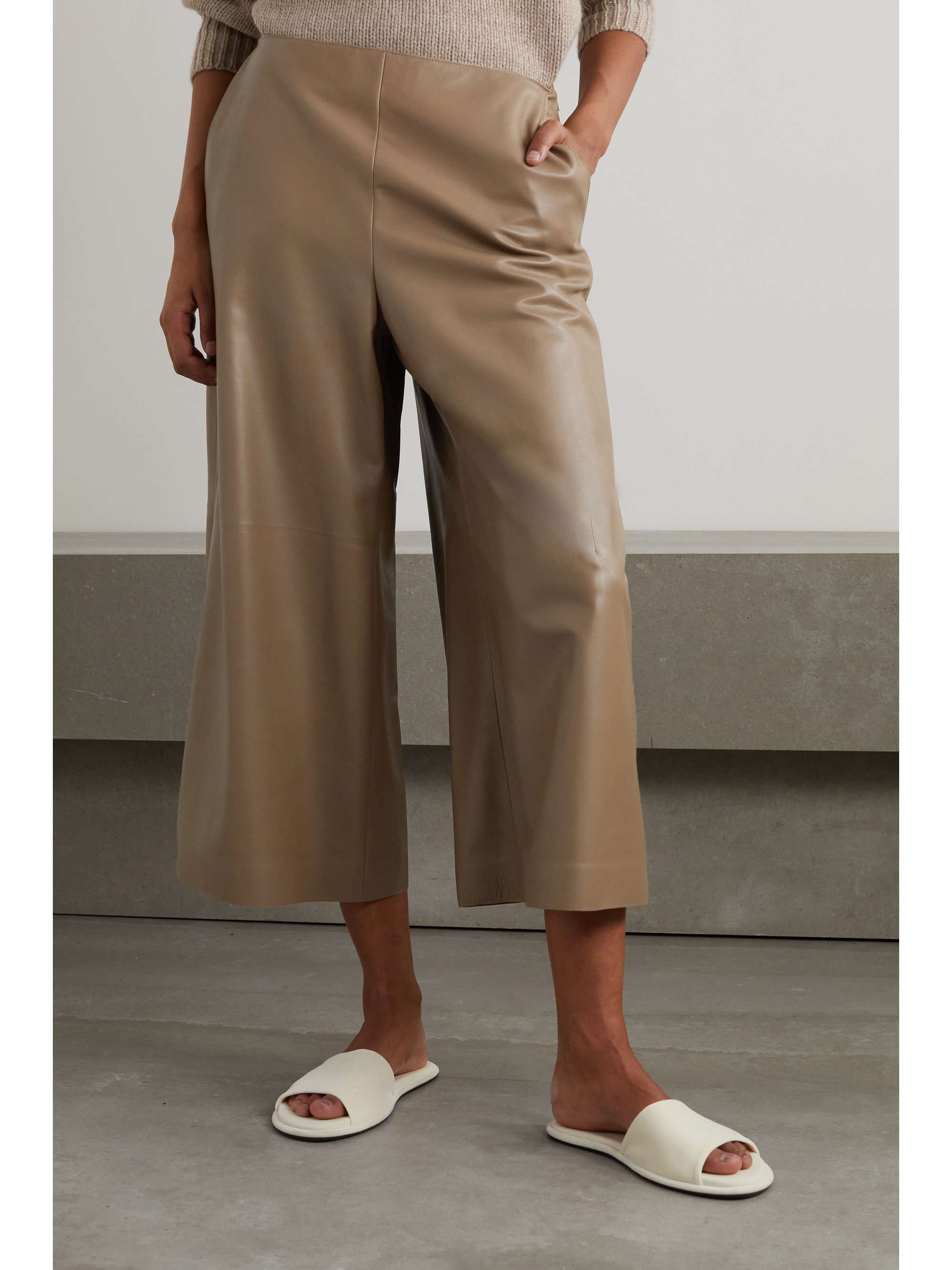 THE ROW Jacobo cropped leather wide-leg culottes