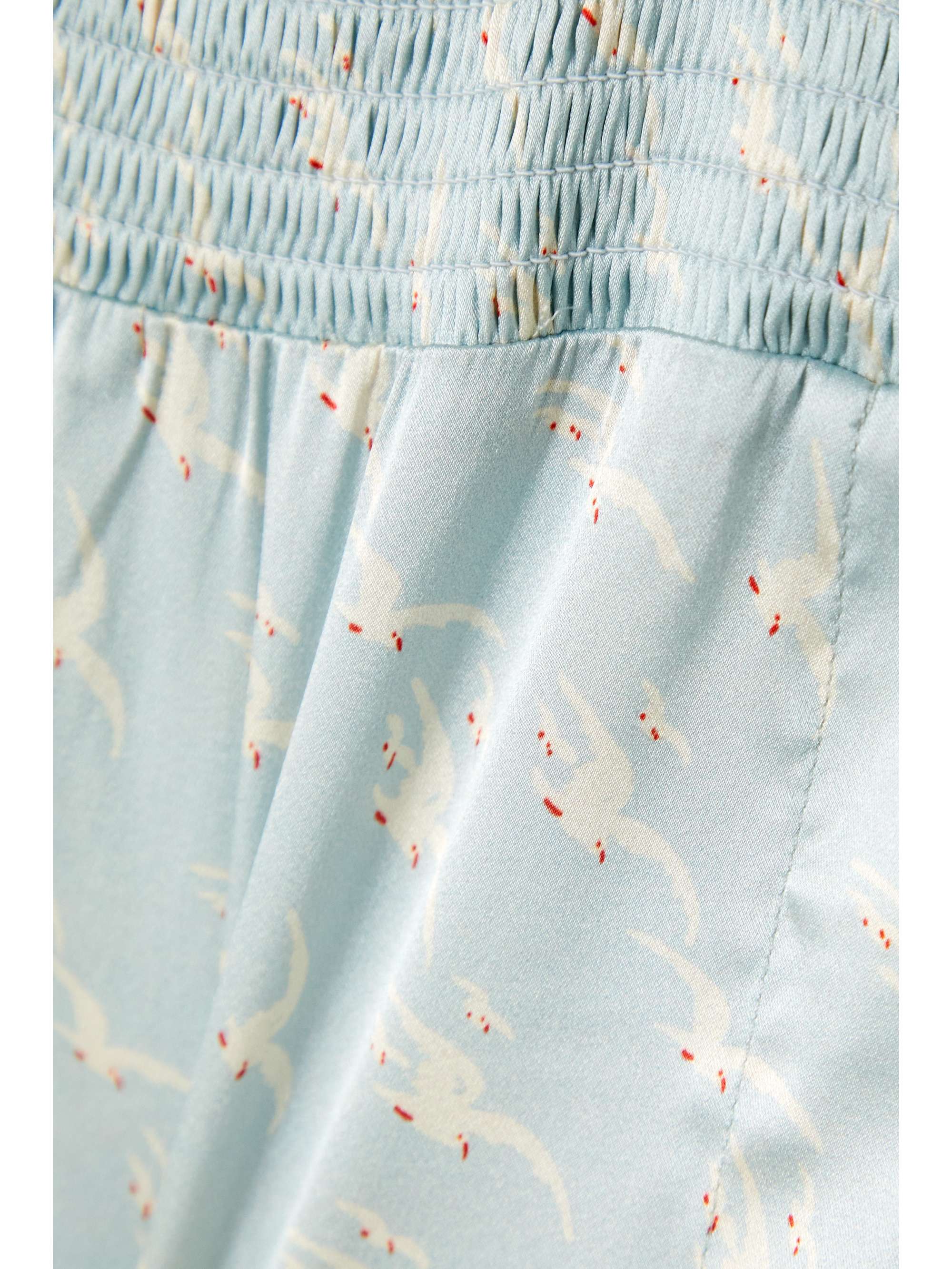 MORGAN LANE Lisa Marta ruffled shirred printed silk-blend satin pajama set