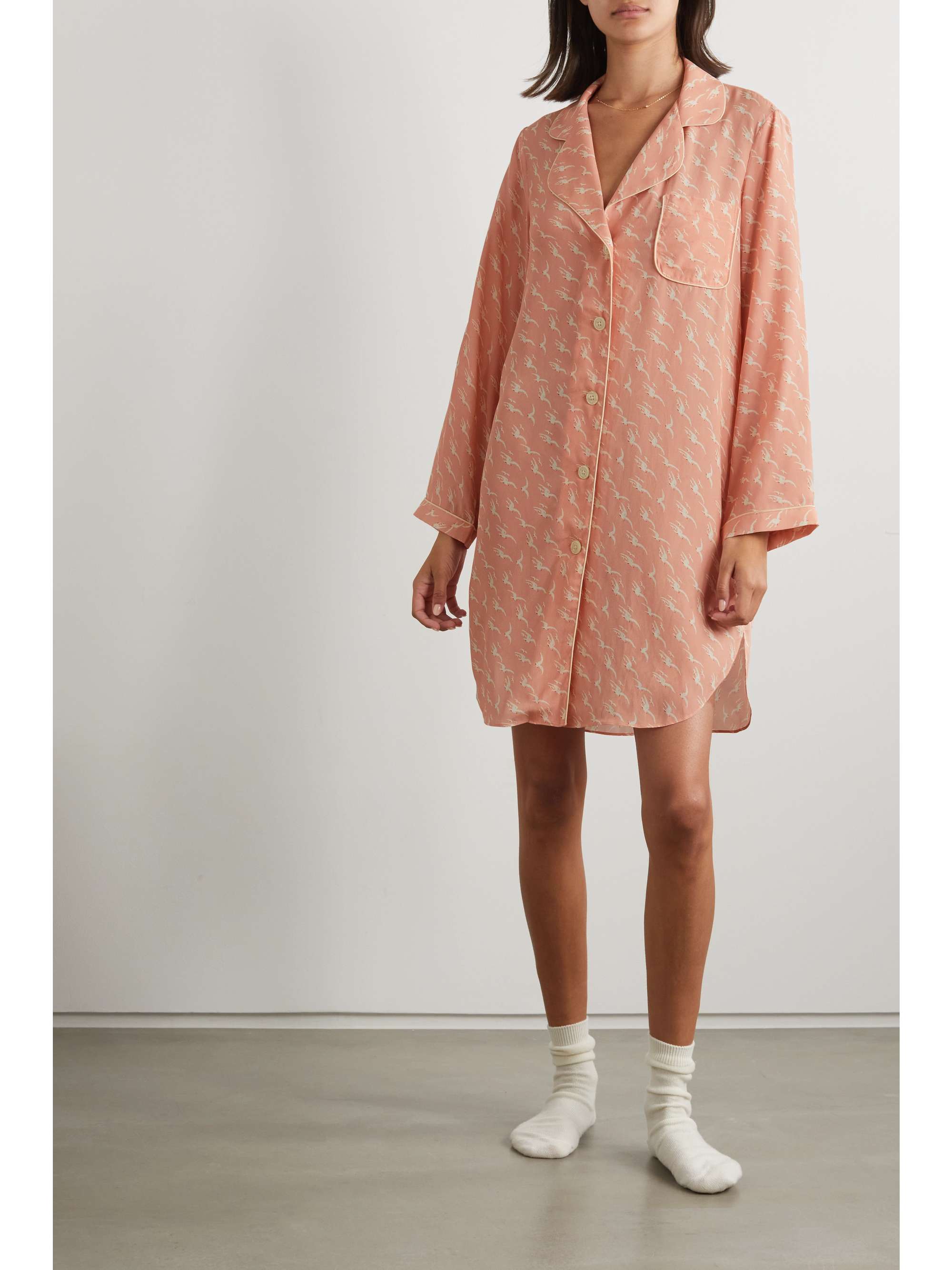 MORGAN LANE Jillian printed crepe nightdress