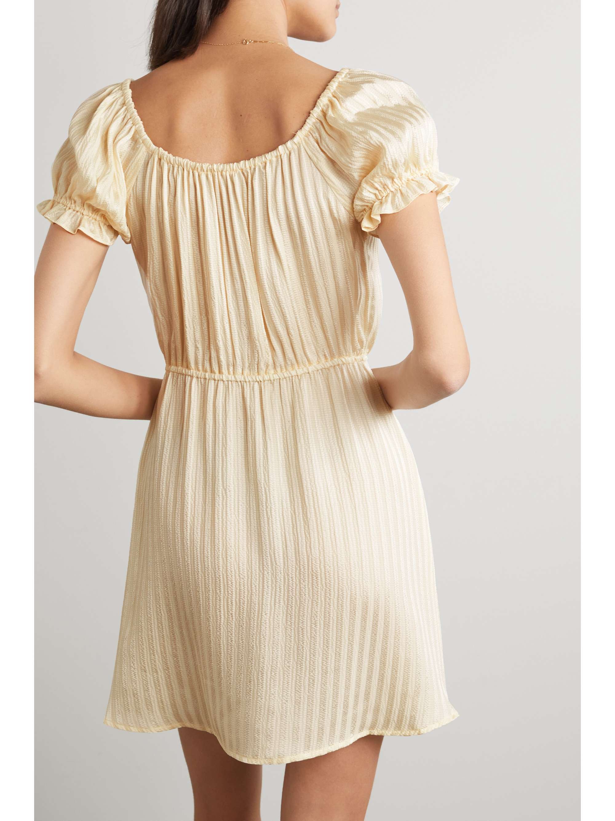 MORGAN LANE Ava striped silk-seersucker nightdress