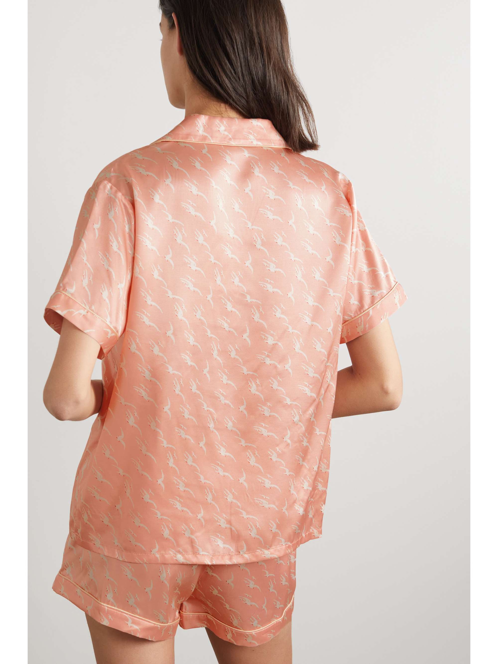 MORGAN LANE Katelyn Fiona striped silk-seersucker pajama set