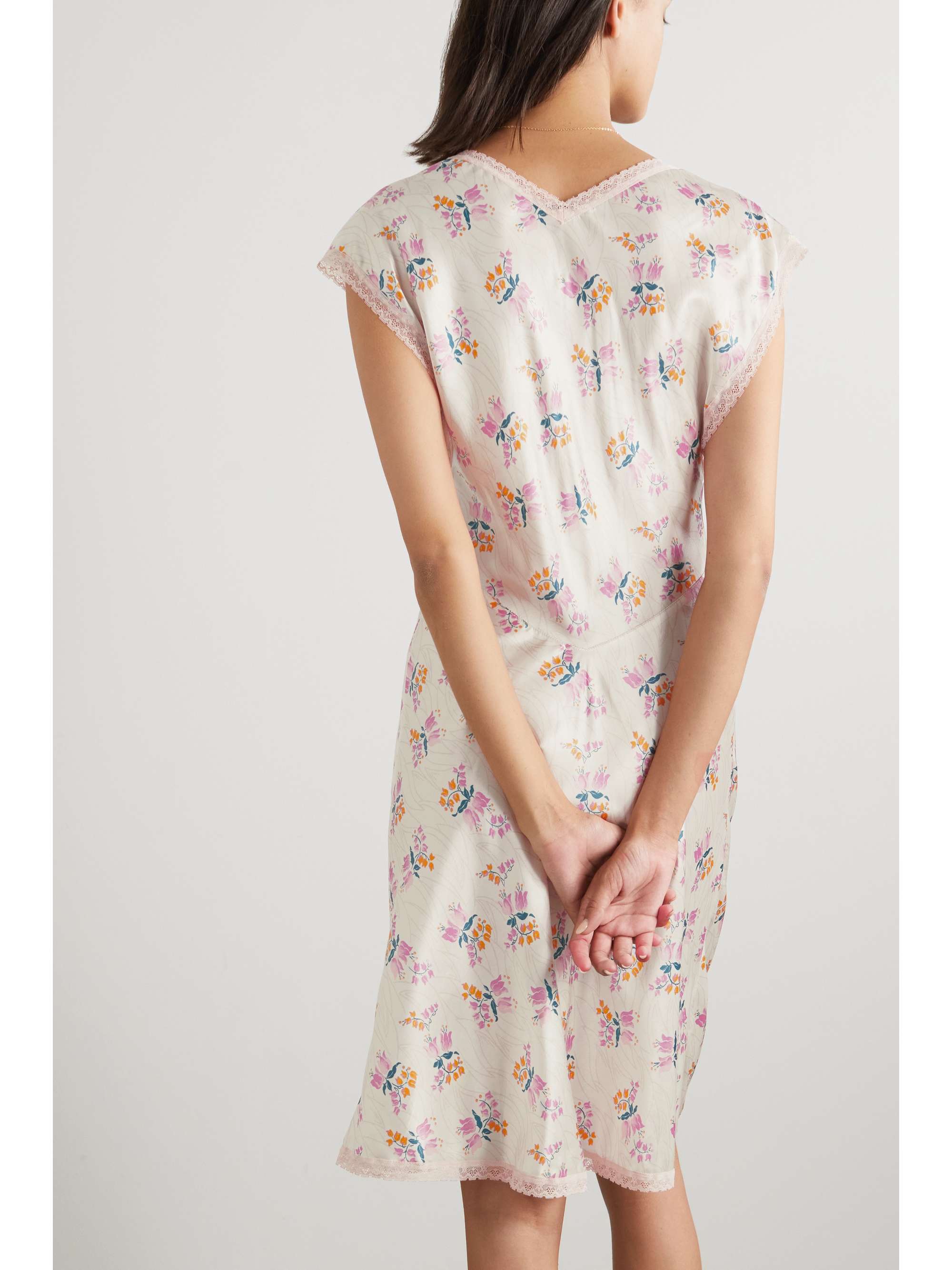 MORGAN LANE Cordelia lace-trimmed floral-print satin nightdress