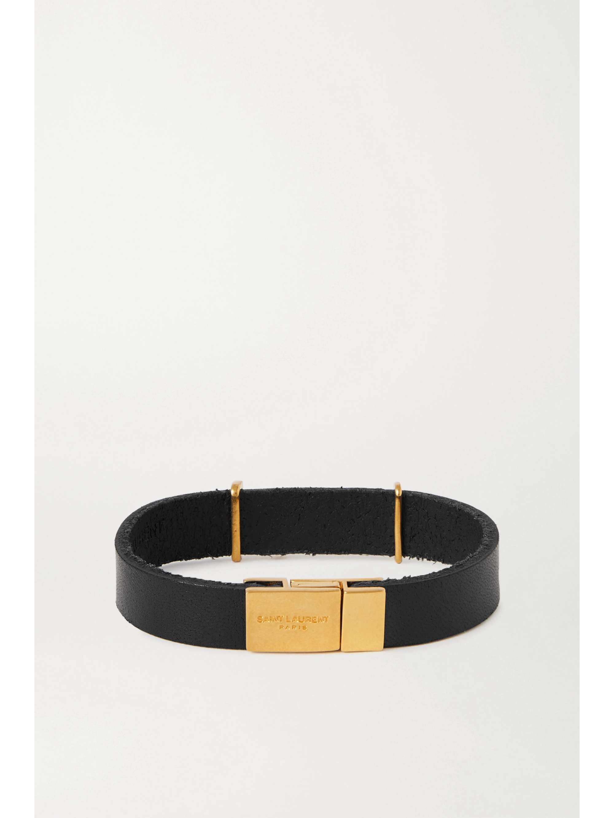 SAINT LAURENT Opyum leather and gold-tone bracelet