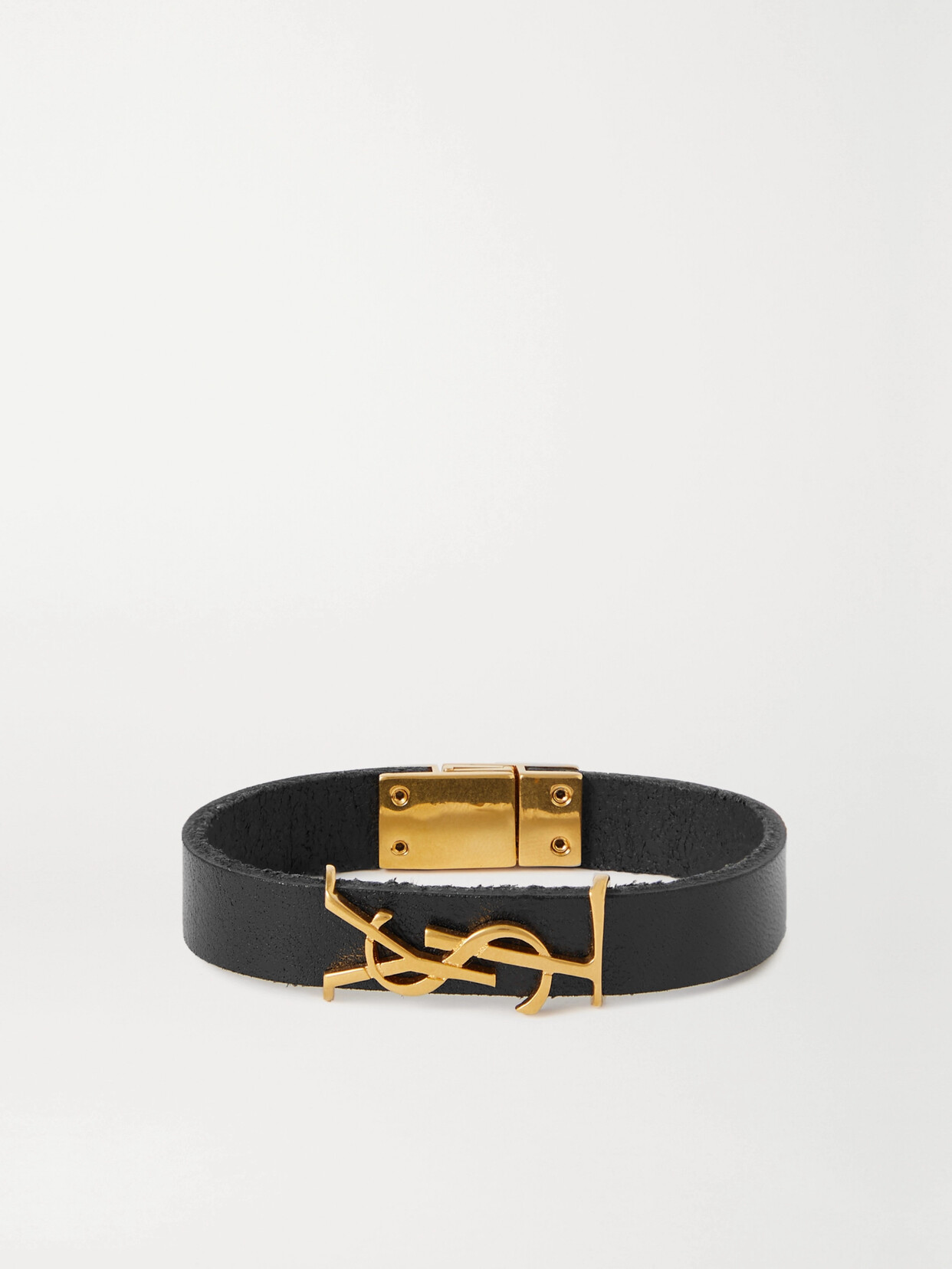 Saint Laurent Opyum Leather Bracelet In Black