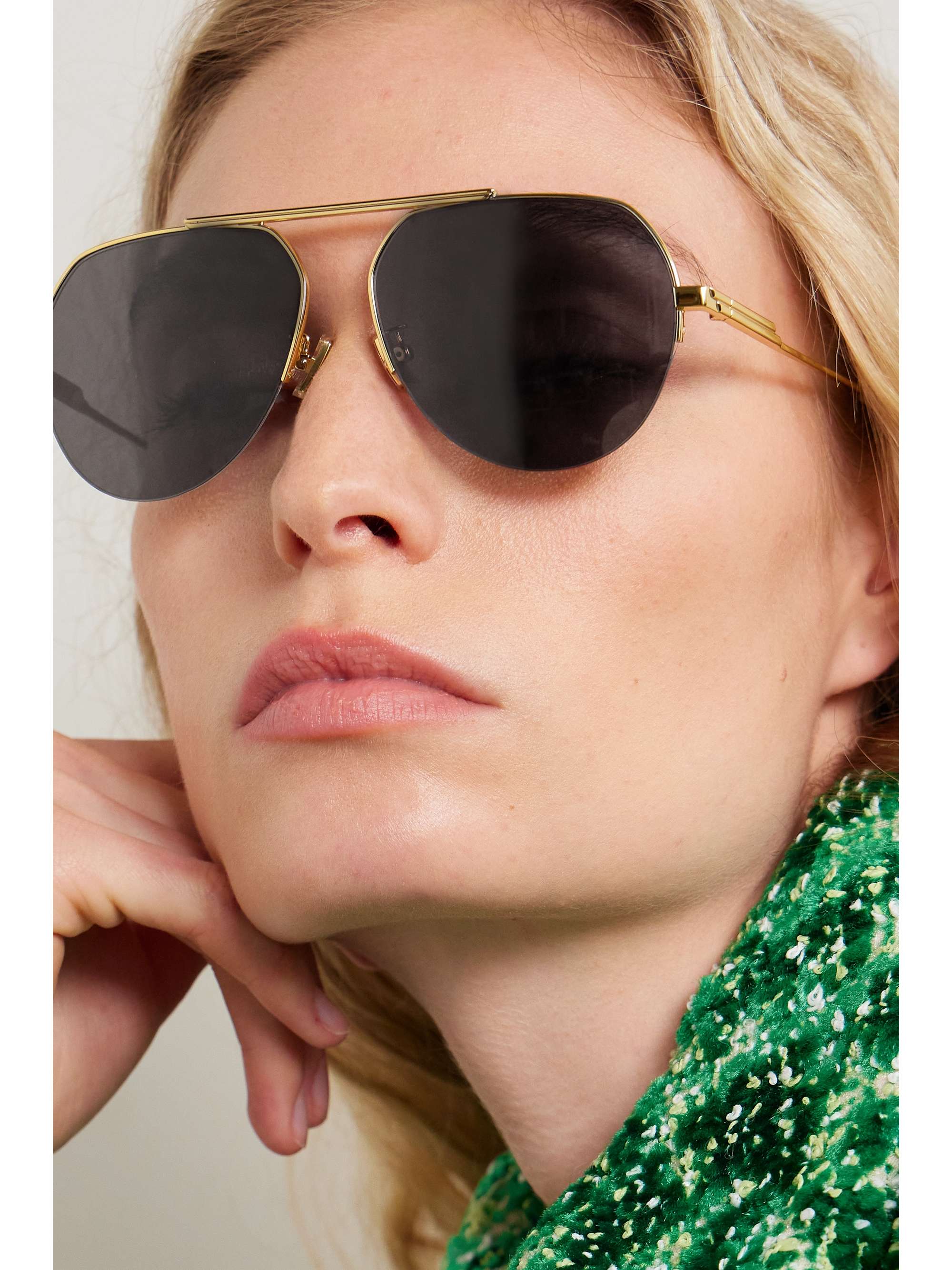 Aviator-style gold-tone sunglasses